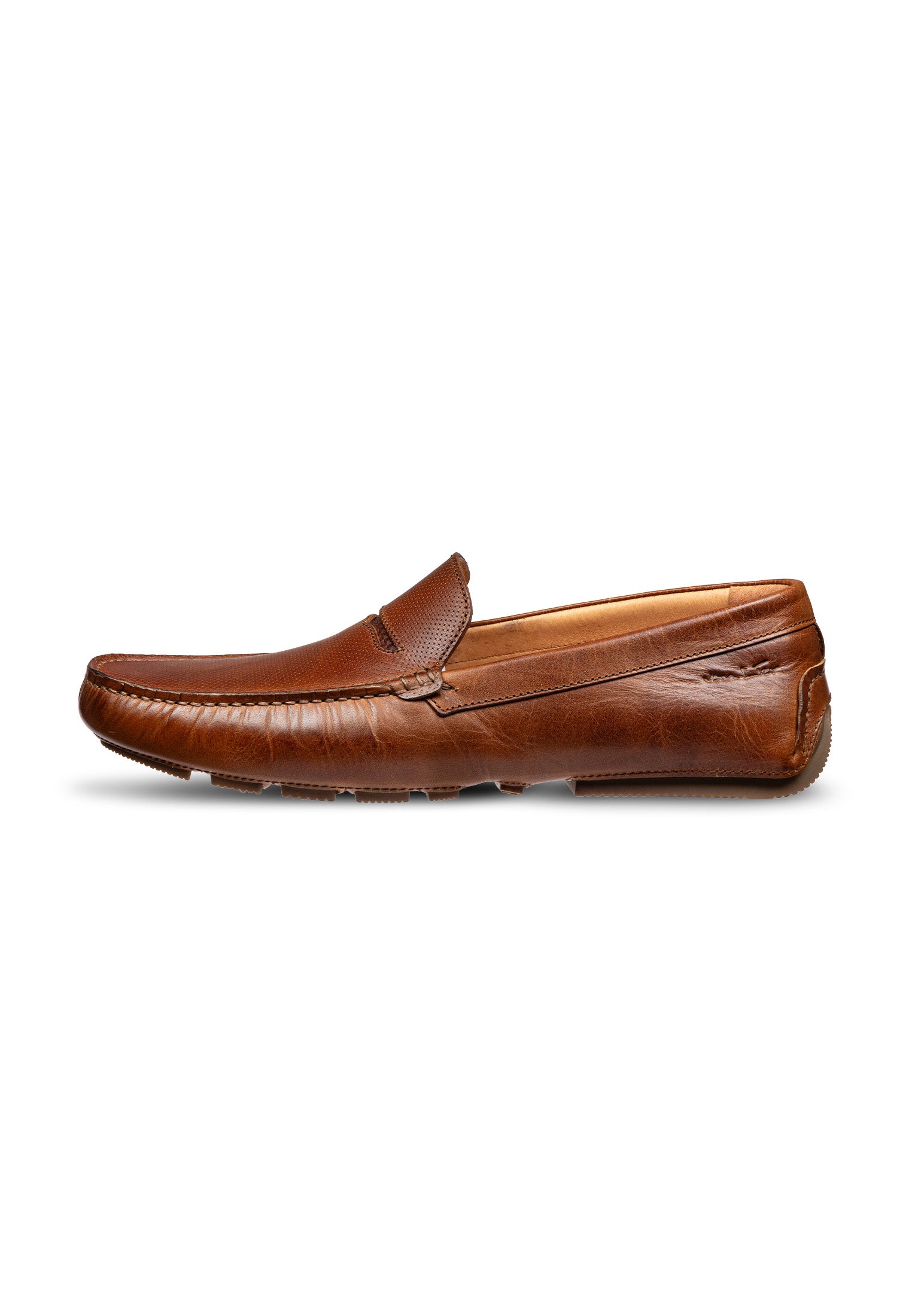 Bruin cognac gladleren Mocassin