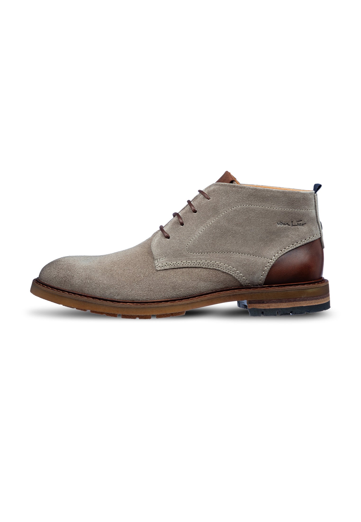 Taupe suède dino halfhoge veterschoen