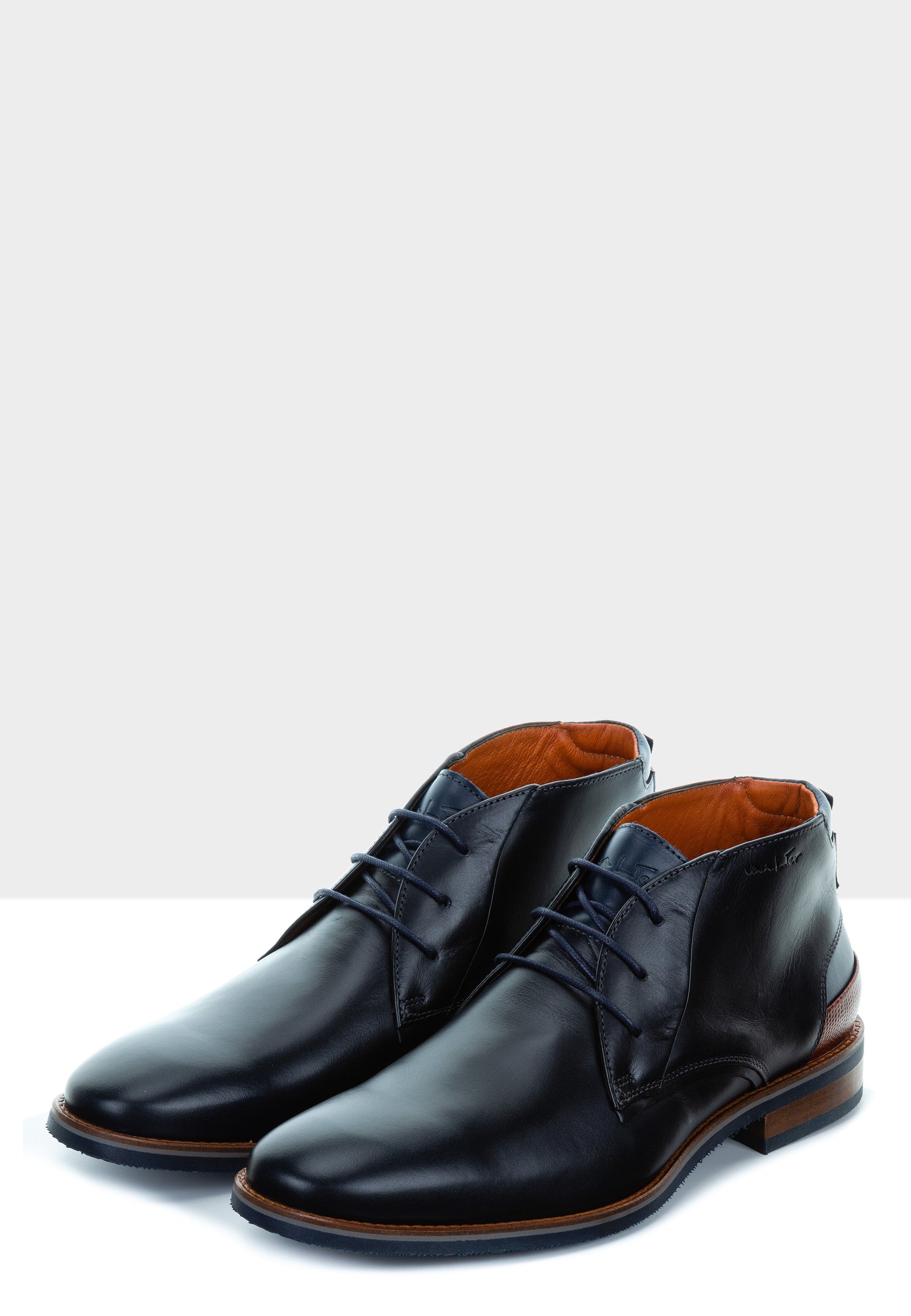 Navy gladleren Amalfi halfhoge veterschoen