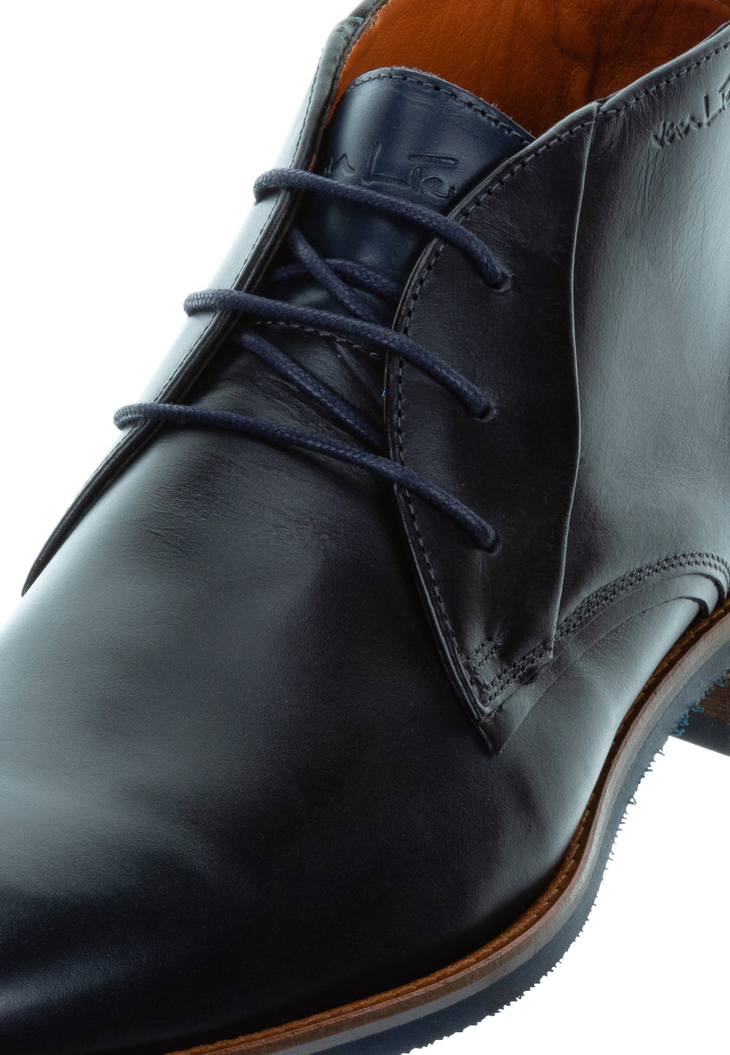 Navy gladleren Amalfi halfhoge veterschoen