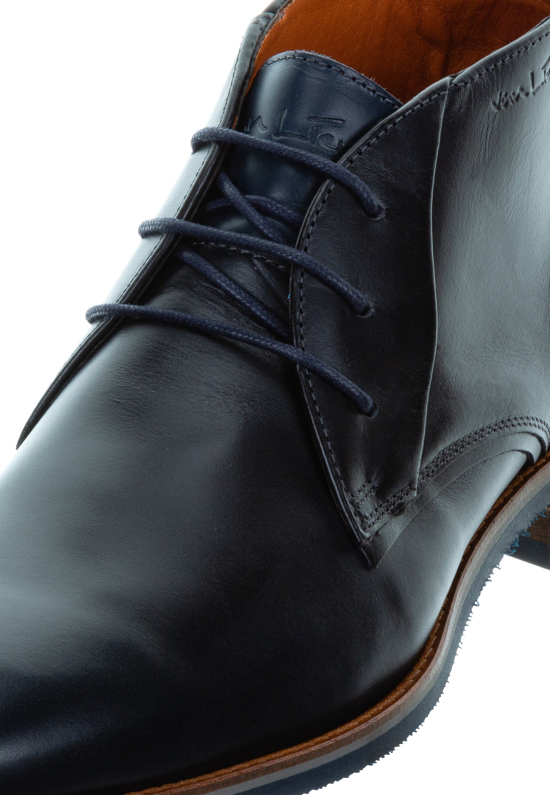 Navy gladleren Amalfi halfhoge veterschoen