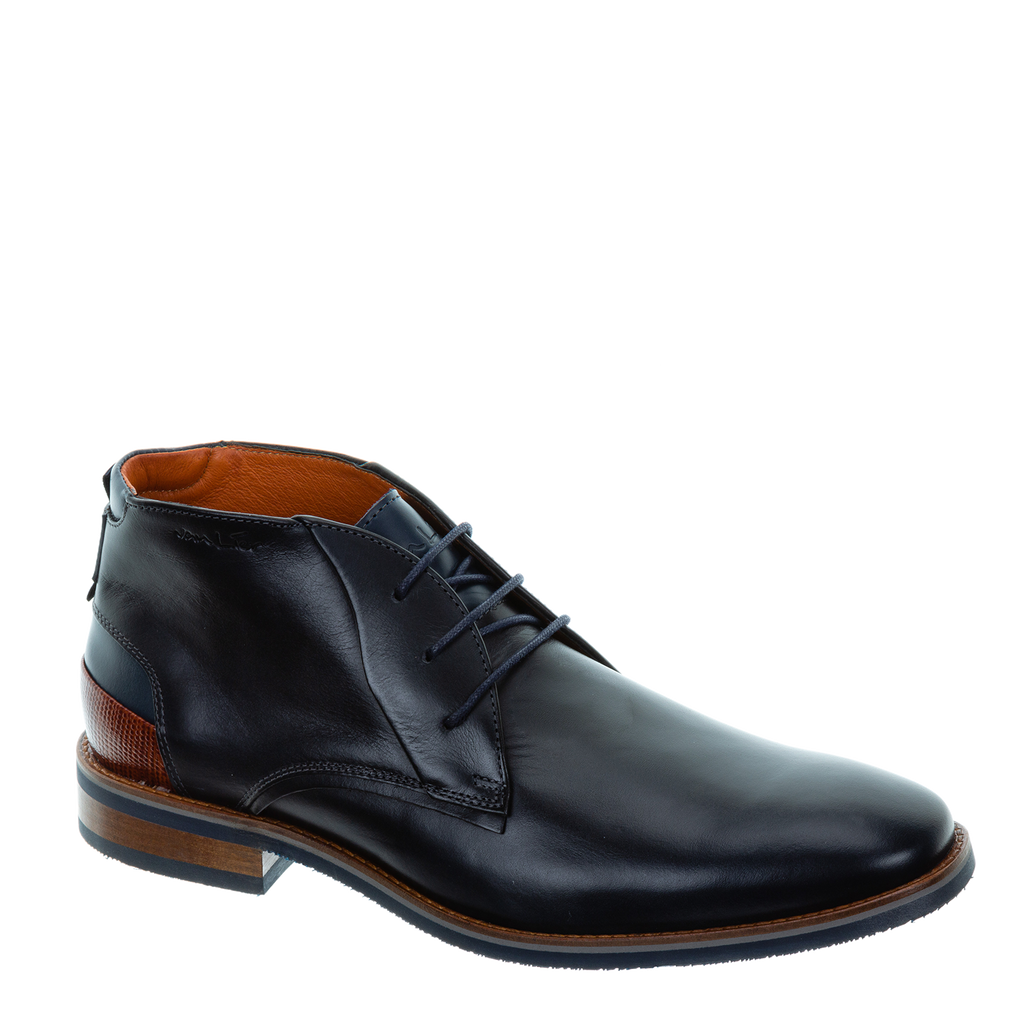 Navy gladleren Amalfi halfhoge veterschoen