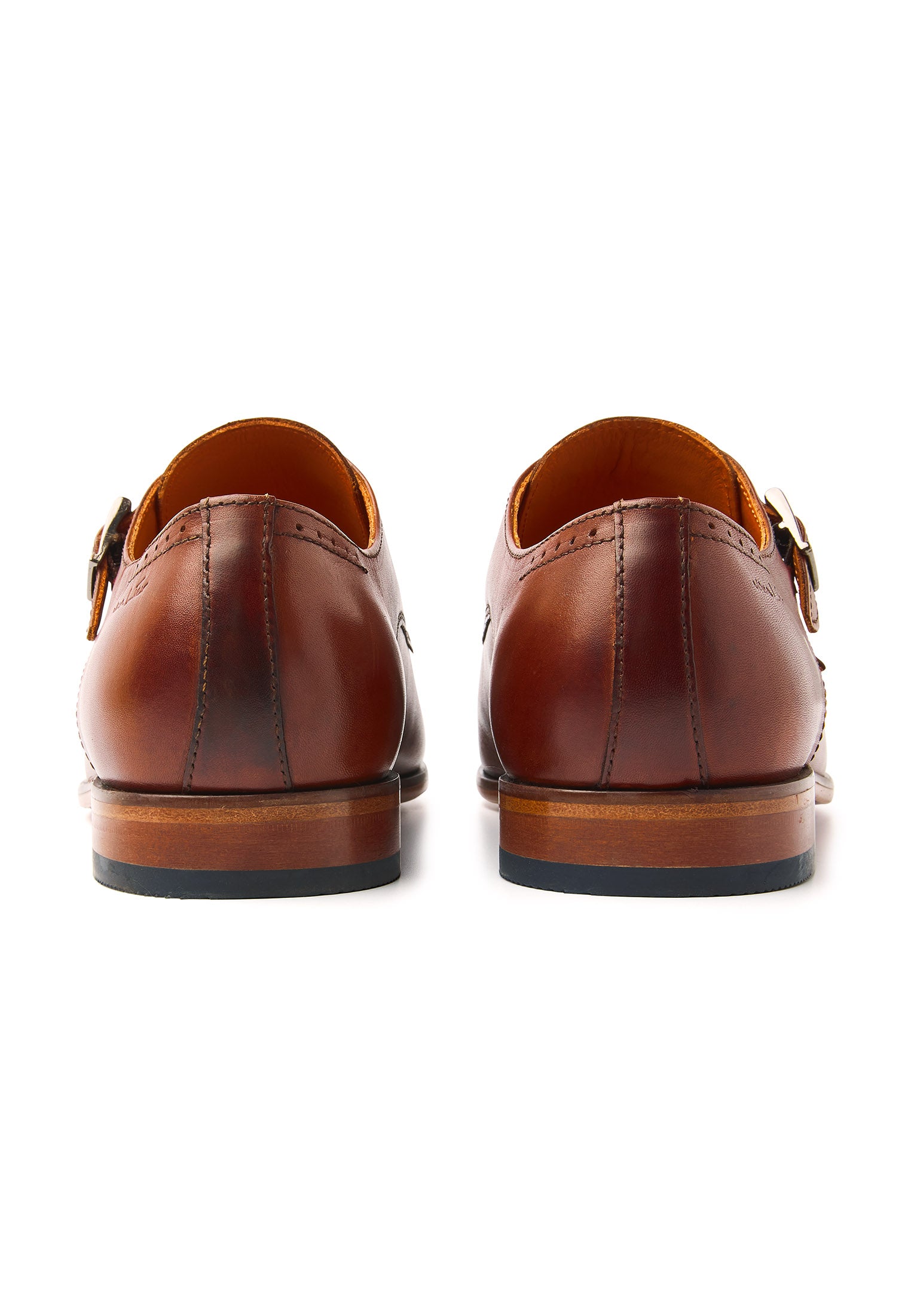 Cognac gladleren Rhodes gespschoen