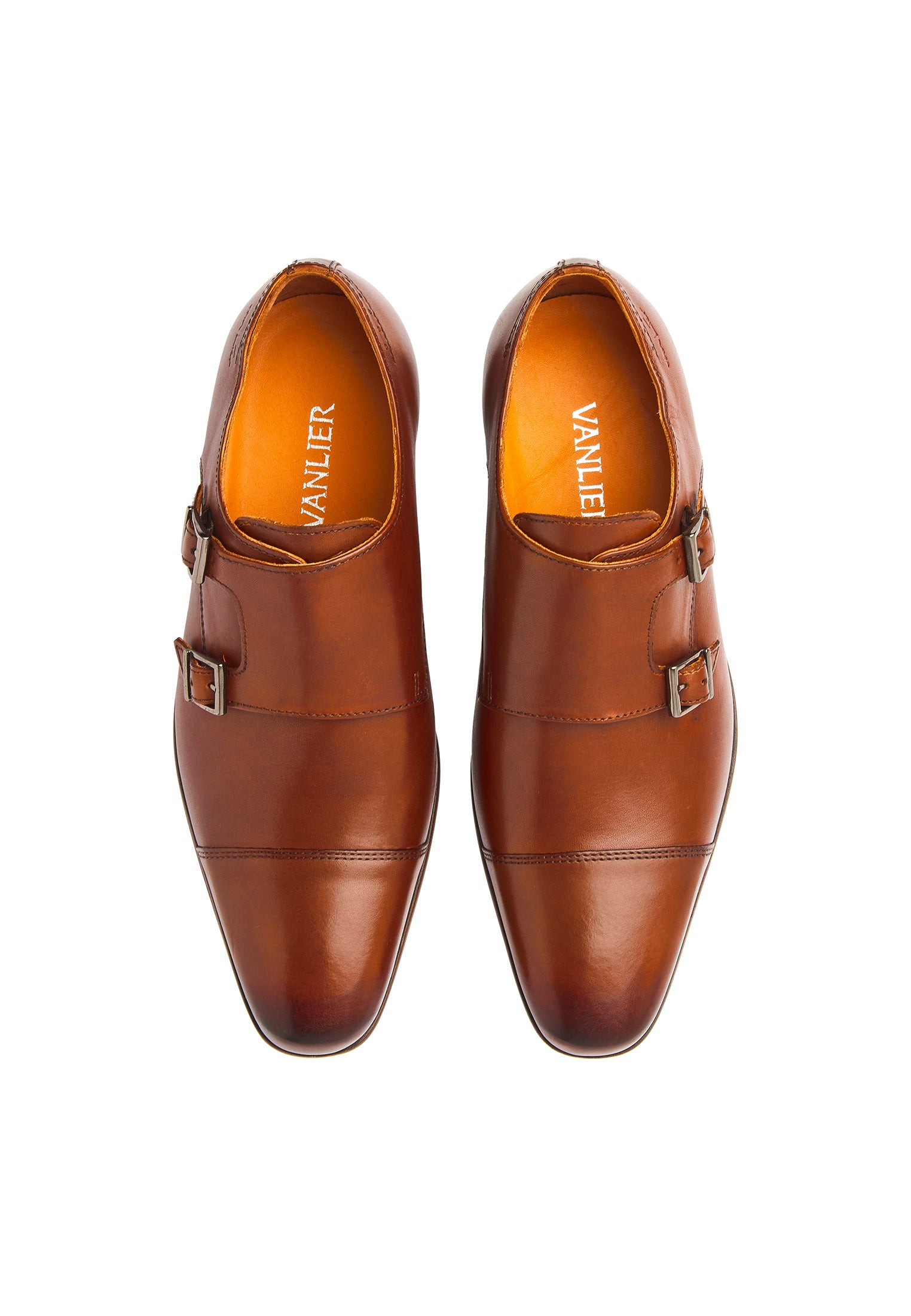 Cognac gladleren Rhodes gespschoen