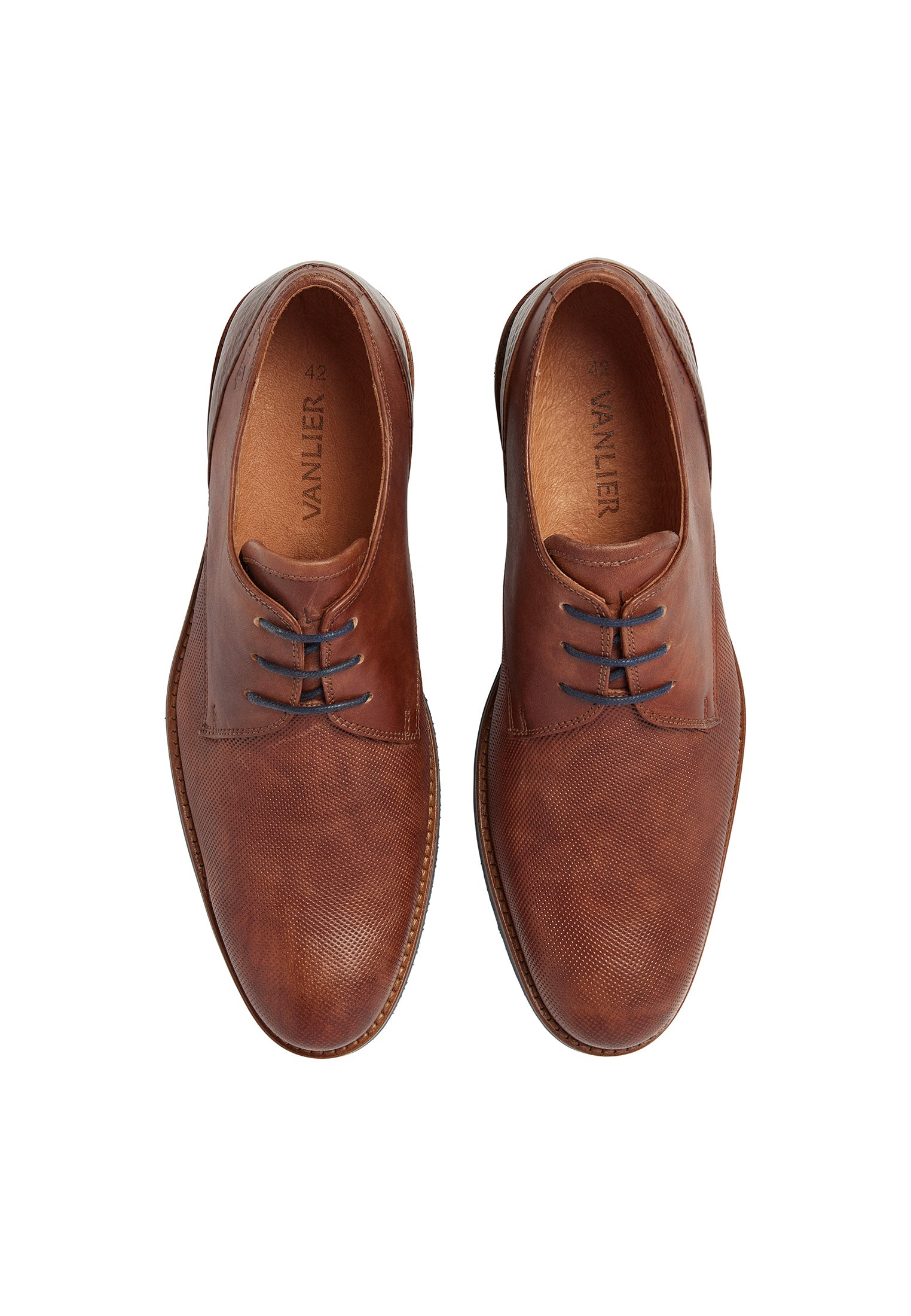 Licht cognac gladleren Sabinus veterschoen