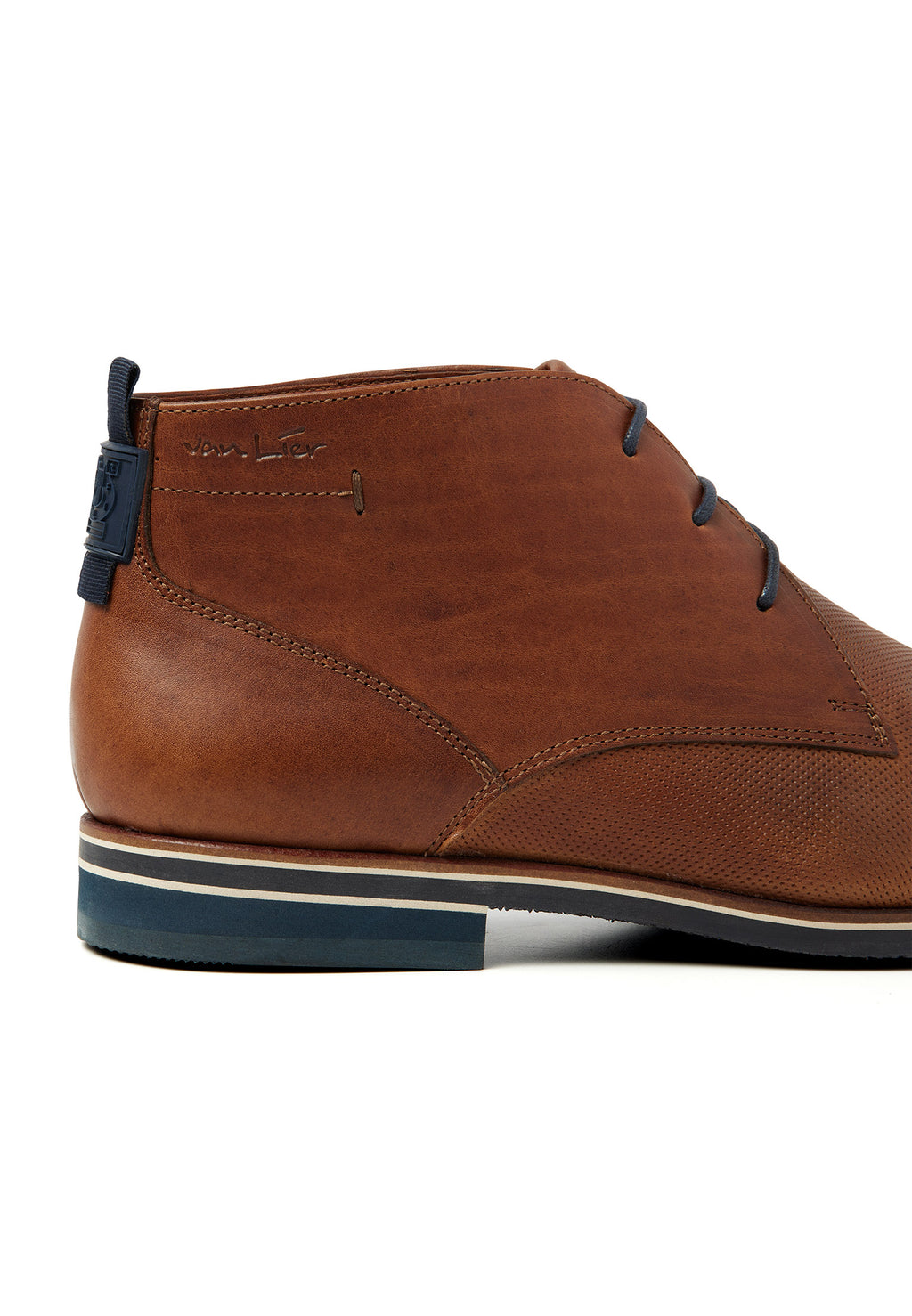 Bruin cognac gladleren Sabinus halfhoge veterschoen