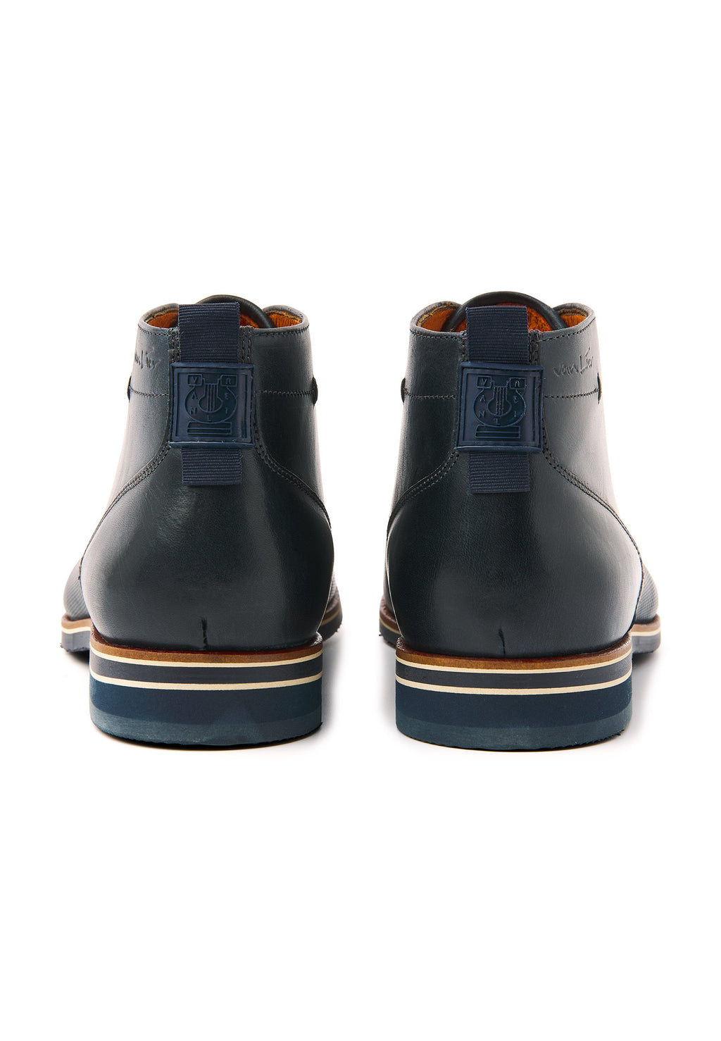 Navy gladleren Sabinus halfhoge veterschoen