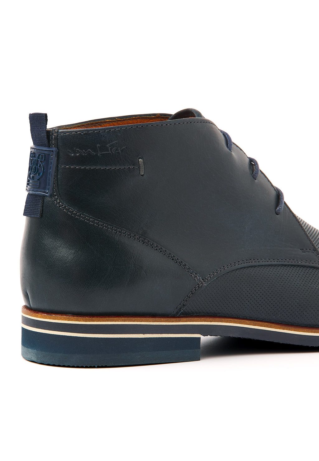 Navy gladleren Sabinus halfhoge veterschoen