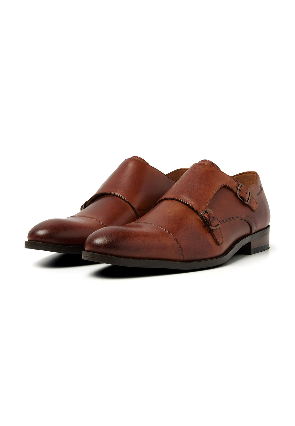 Cognac smooth leather Vienna buckle shoe