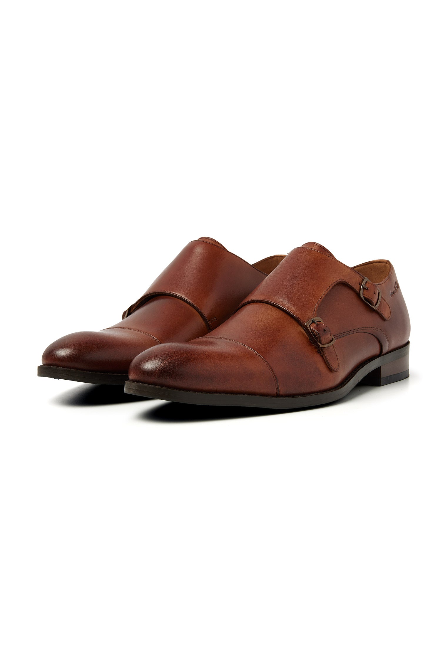 Cognac smooth leather Vienna buckle shoe