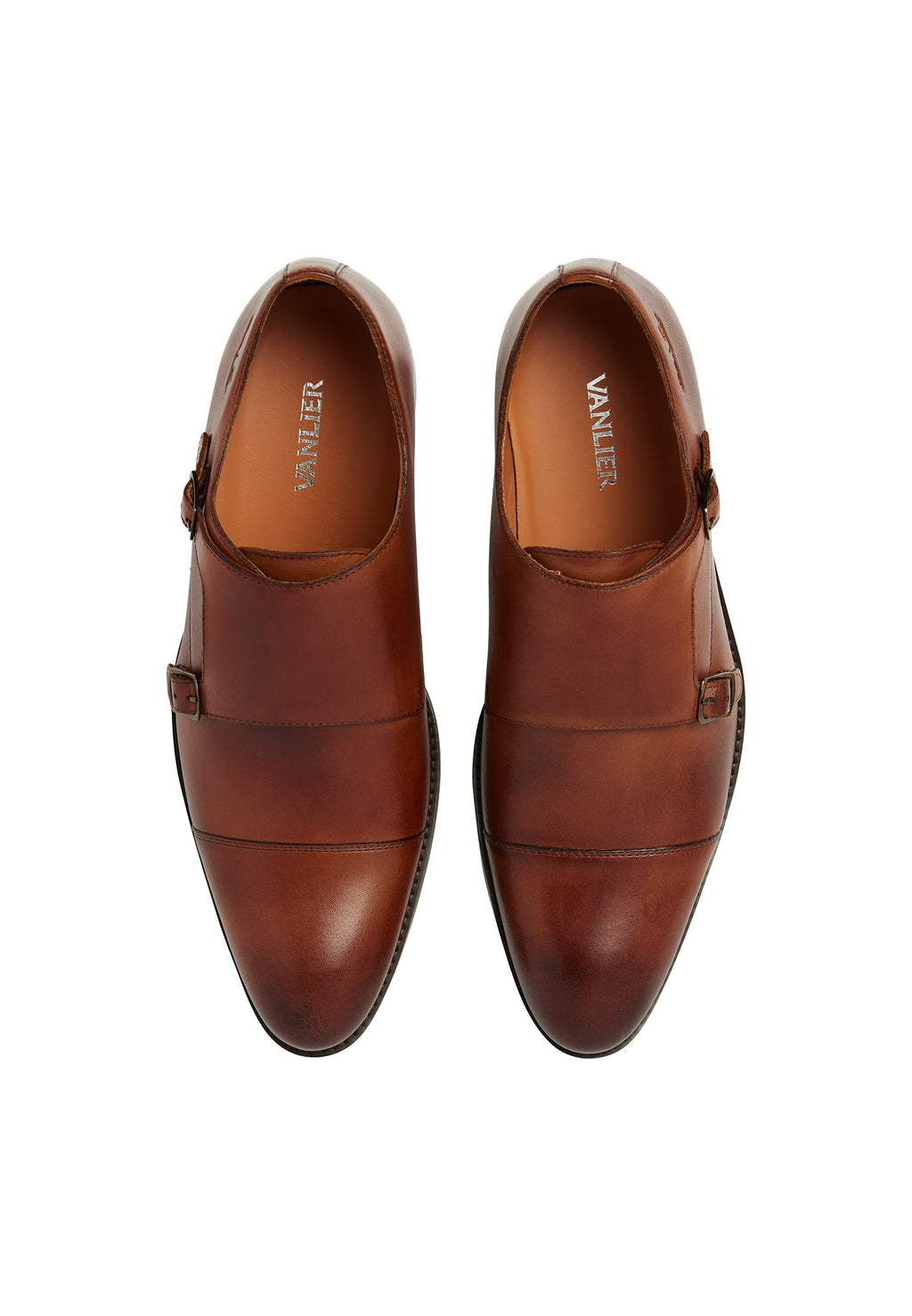 Cognac smooth leather Vienna buckle shoe