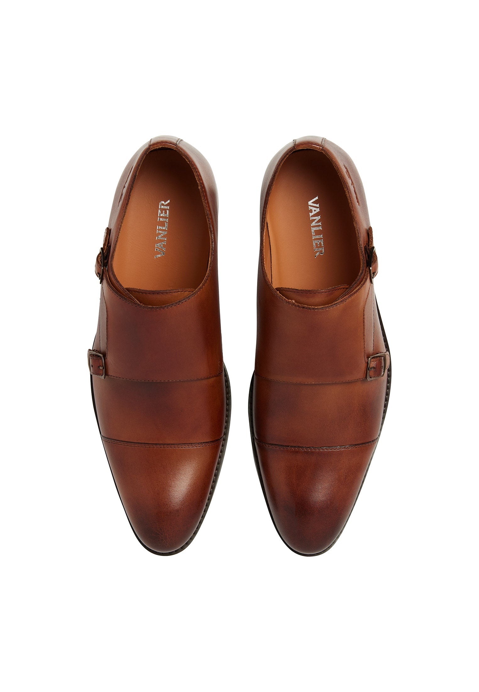Cognac smooth leather Vienna buckle shoe