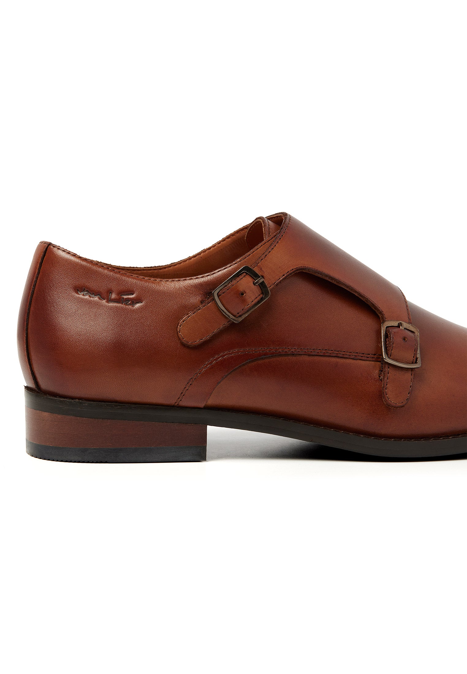 Cognac smooth leather Vienna buckle shoe
