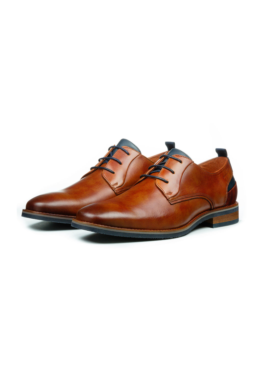 Cognac gladleren Amalfi veterschoen