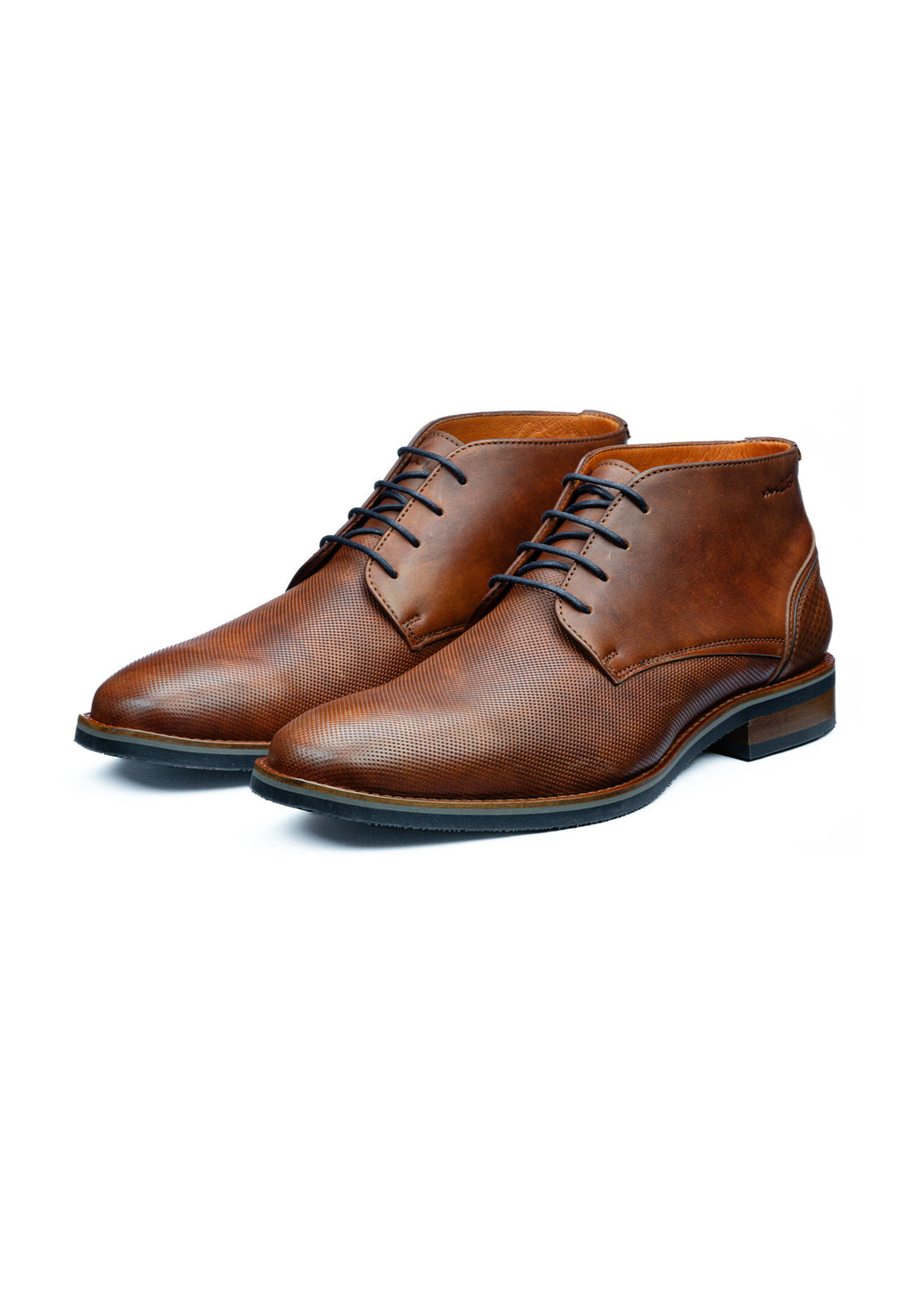 Licht cognac gladleren Amalfi halfhoge veterschoen