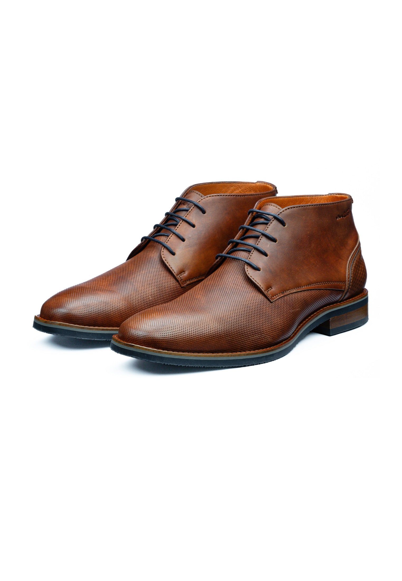 Licht cognac gladleren Amalfi halfhoge veterschoen