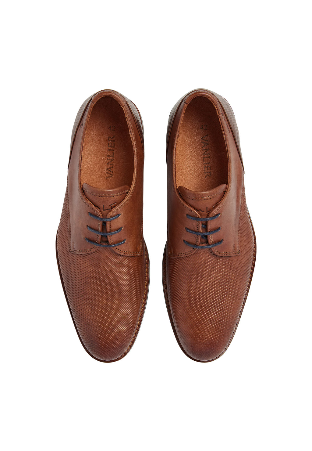 Licht cognac gladleren Sabinus veterschoen