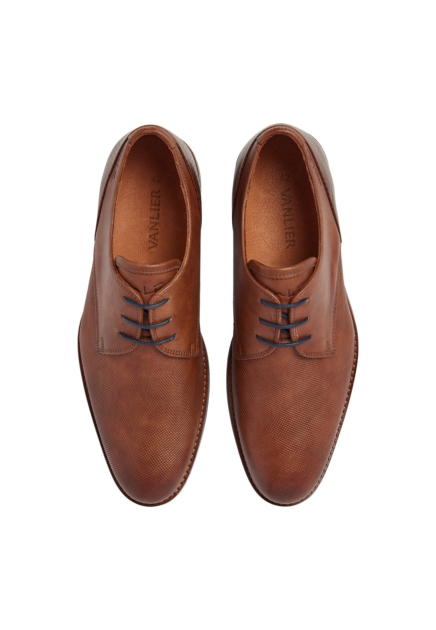 Licht cognac gladleren Sabinus veterschoen