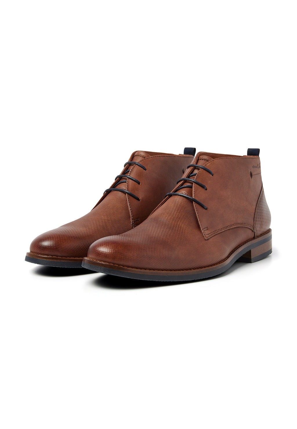 Cognac gladleren Sabinus halfhoge veterschoen