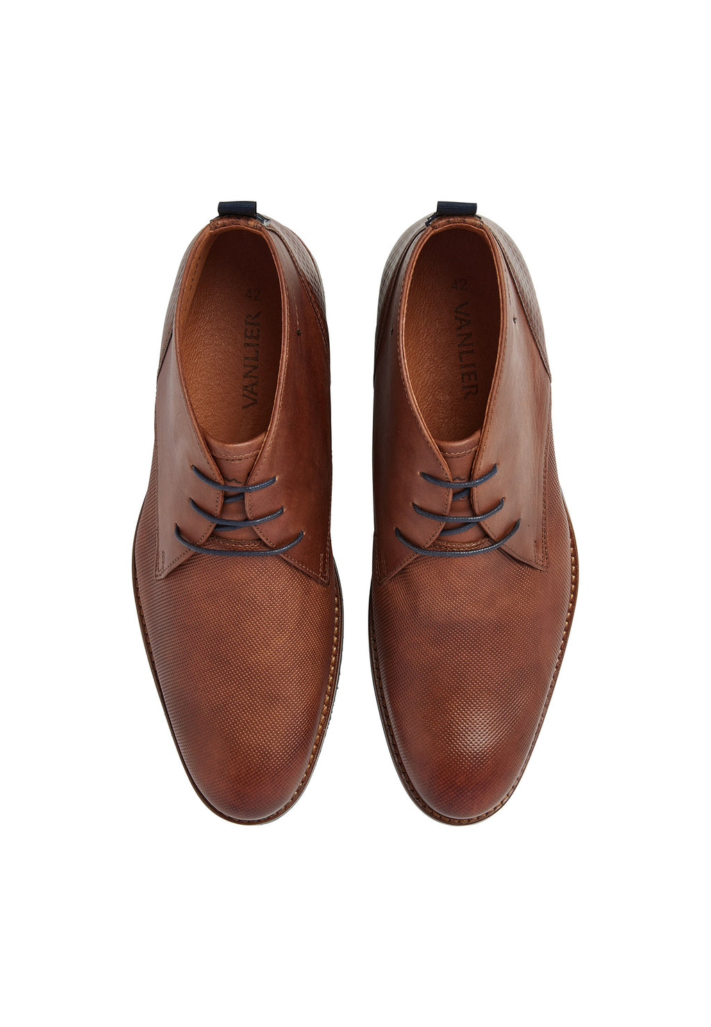 Cognac gladleren Sabinus halfhoge veterschoen