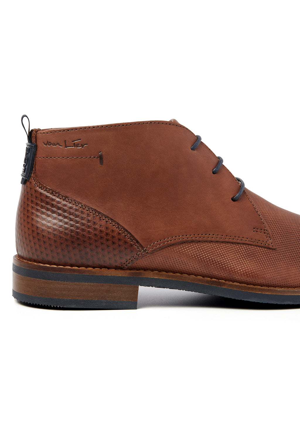 Cognac gladleren Sabinus halfhoge veterschoen