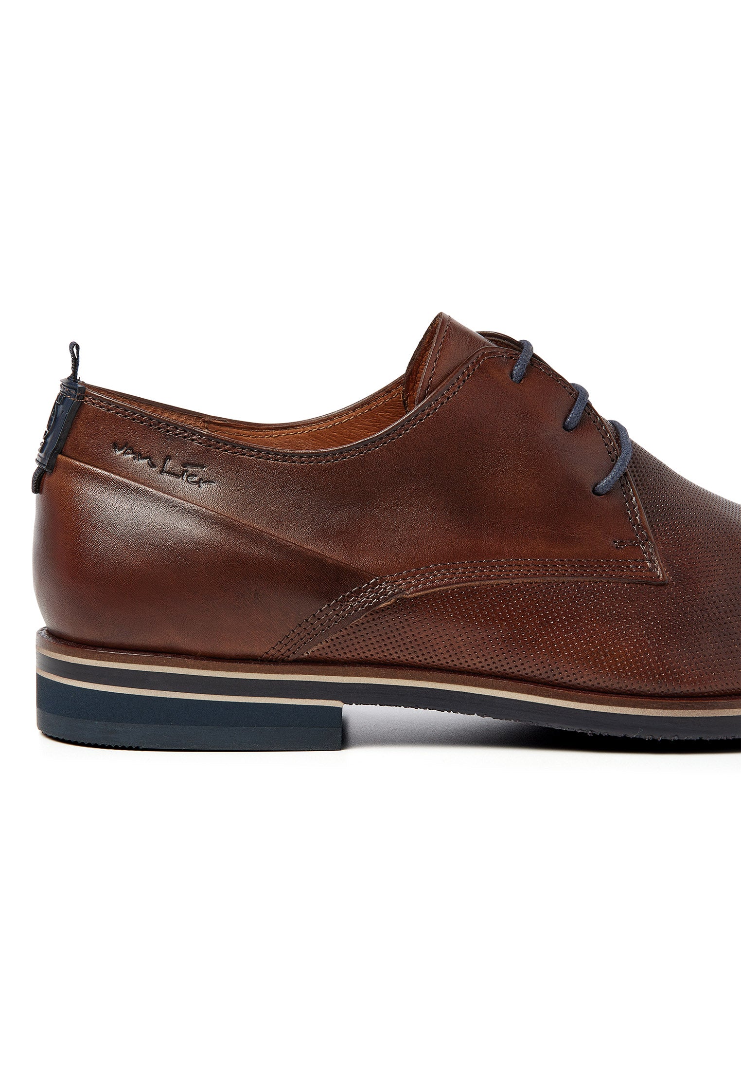 Cognac gladleren Sabinus veterschoen