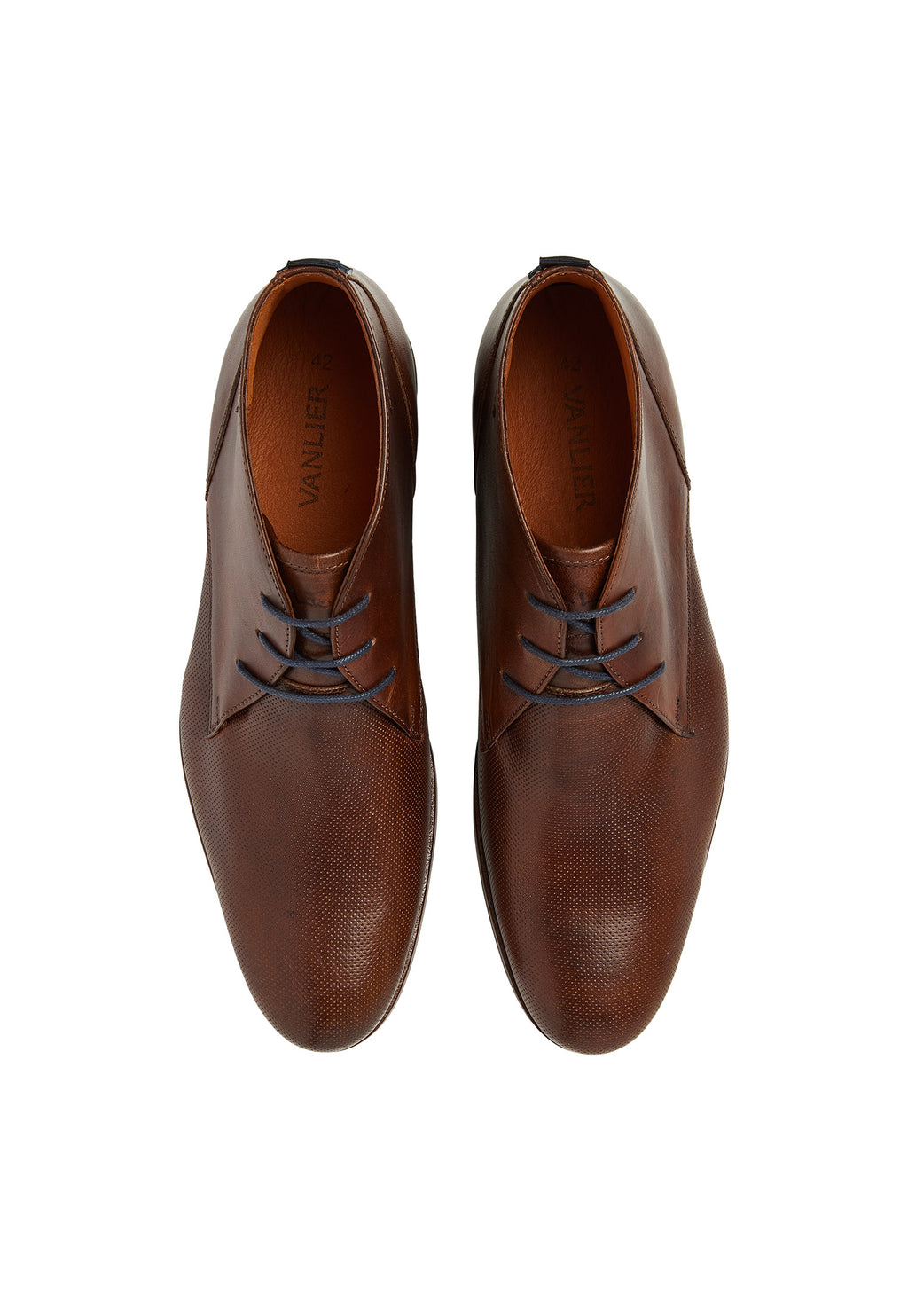 Cognac gladleren Sabinus halfhoge veterschoen