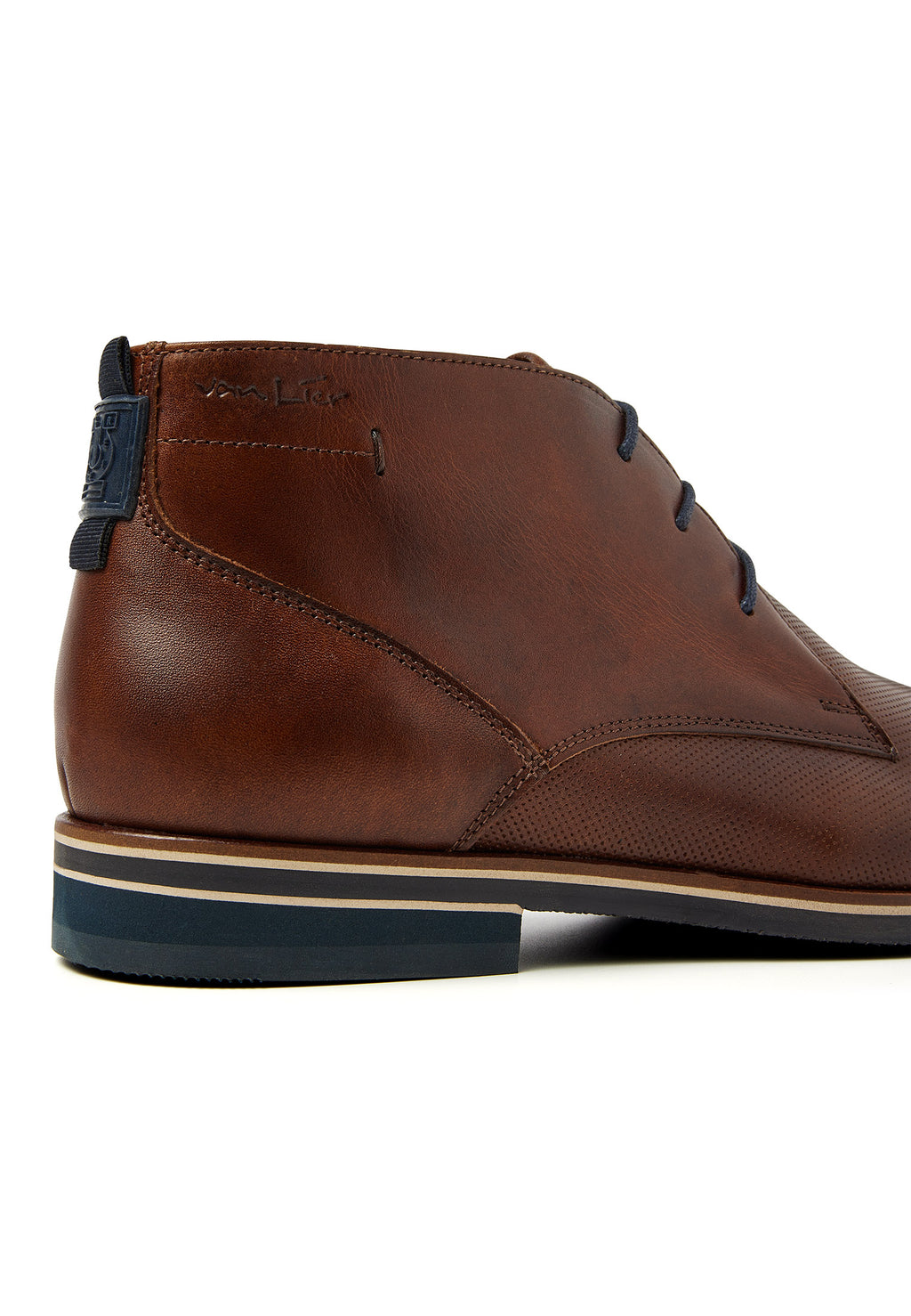 Cognac gladleren Sabinus halfhoge veterschoen