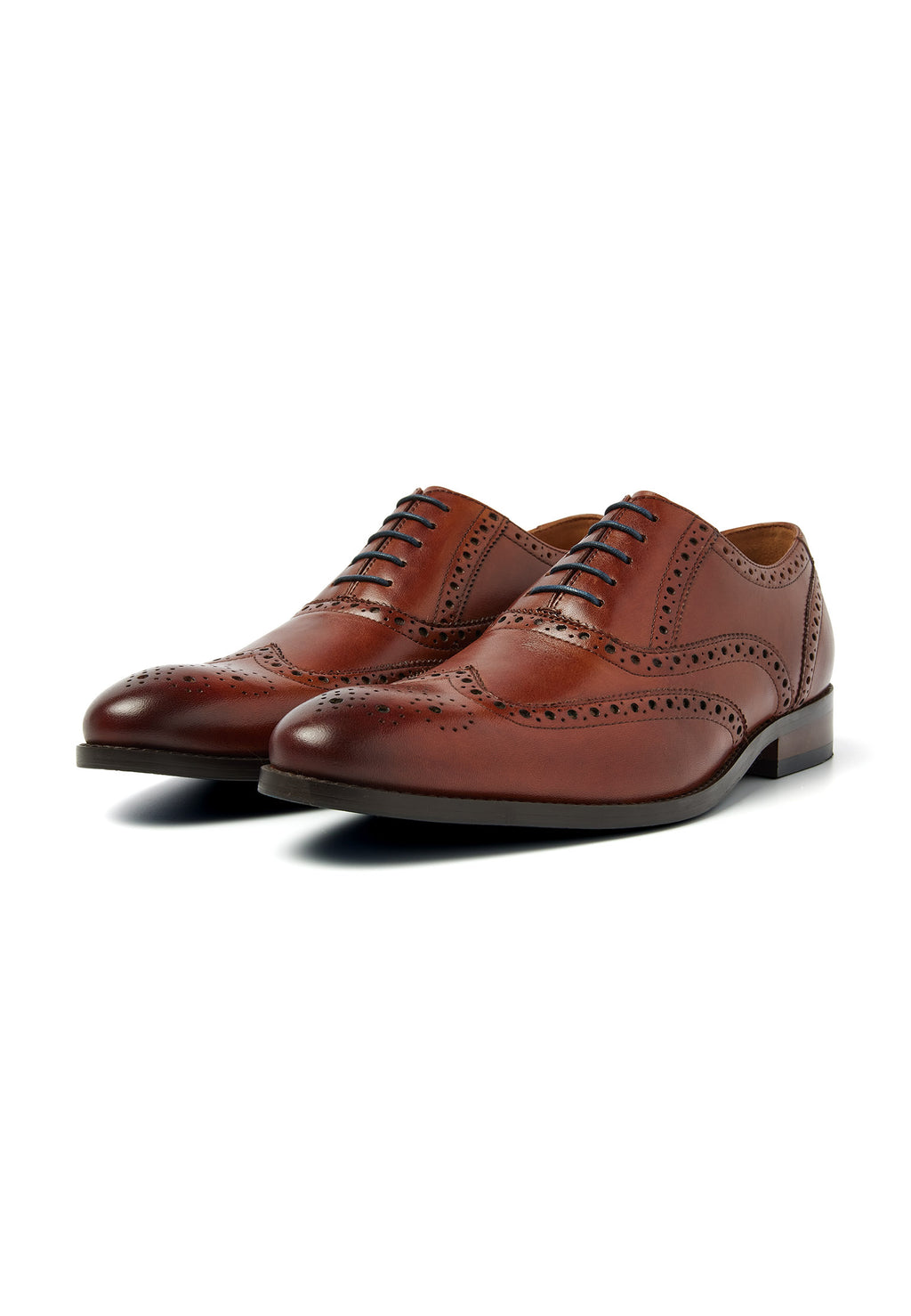 Cognac gladleren Vienna veterschoen