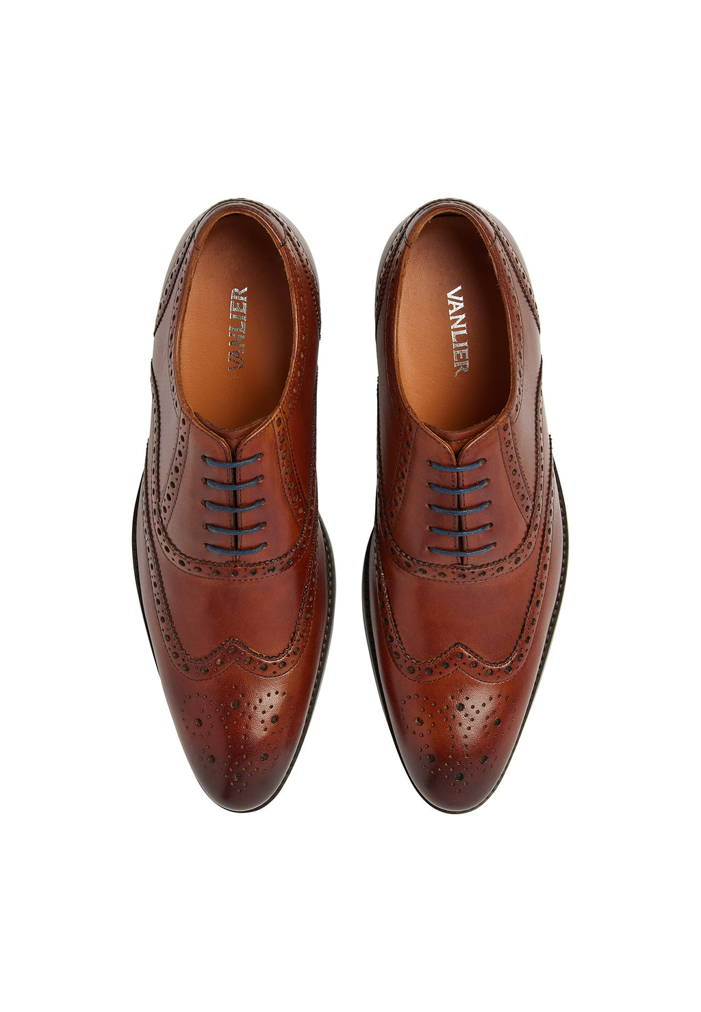 Cognac gladleren Vienna veterschoen
