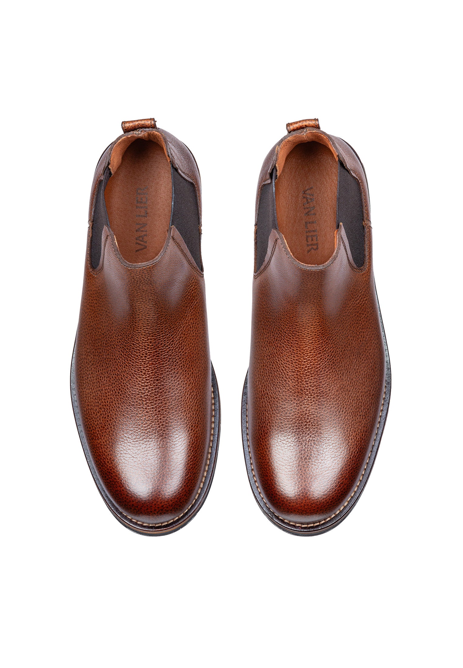 Bruin cognac gladleren Fritz chelsea boot