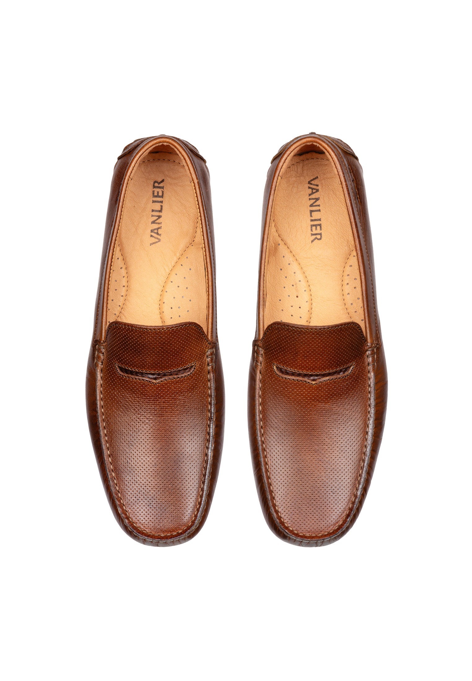 Bruin cognac gladleren Mocassin