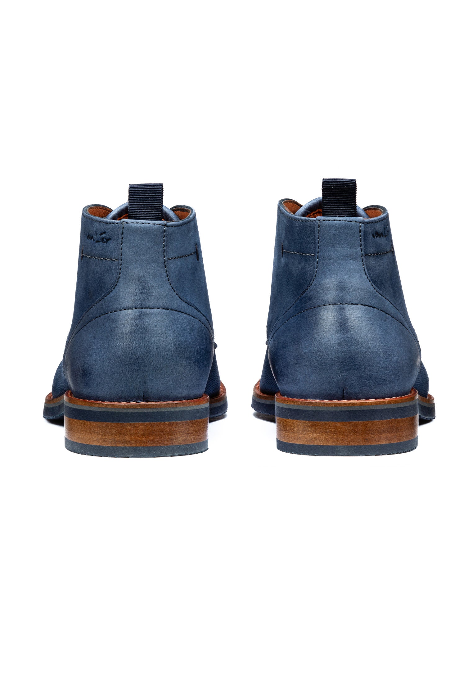 Blauw nubuck Amalfi halfhoge veterschoen