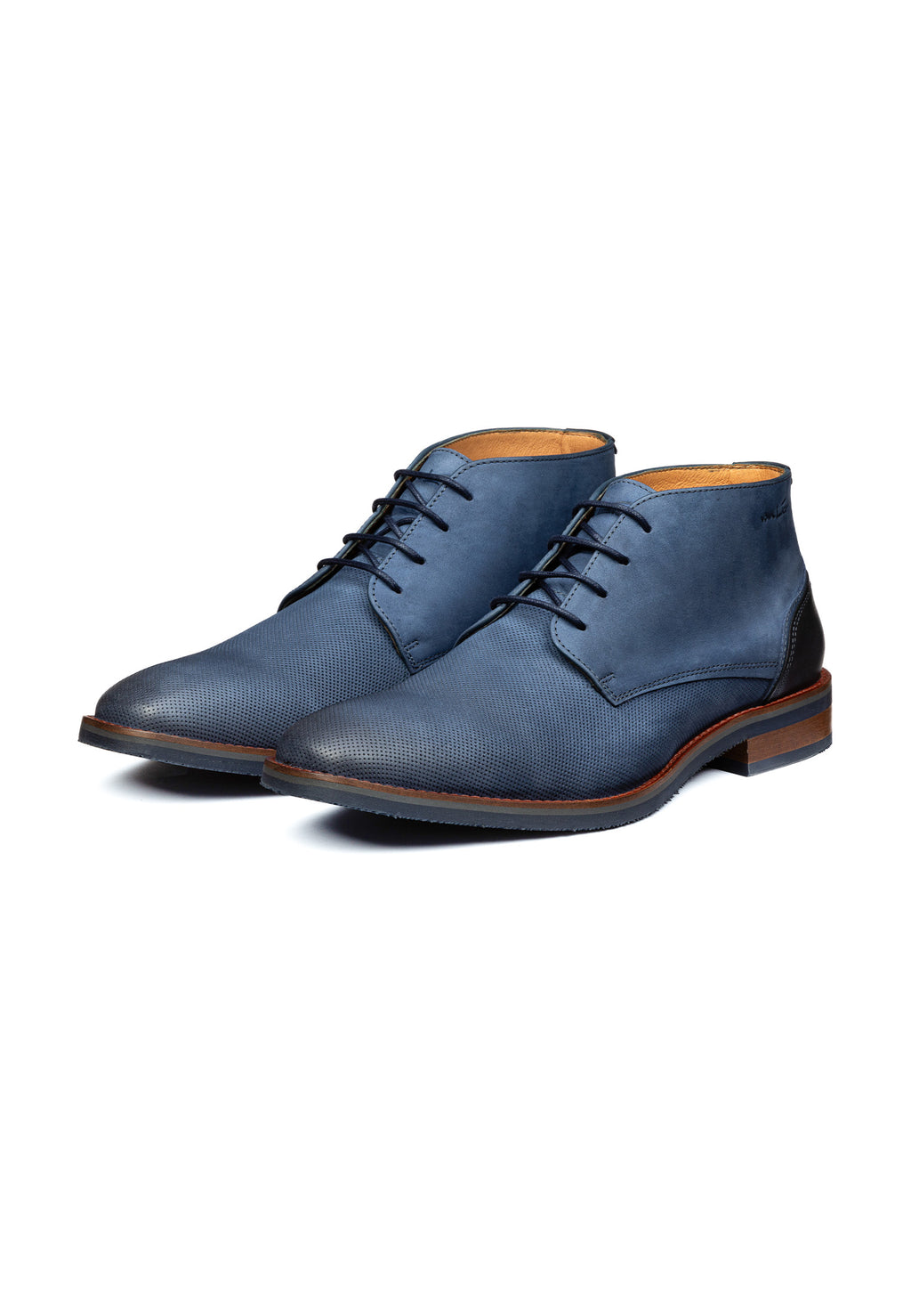 Blue nubuck Amalfi mid-top lace-up shoe