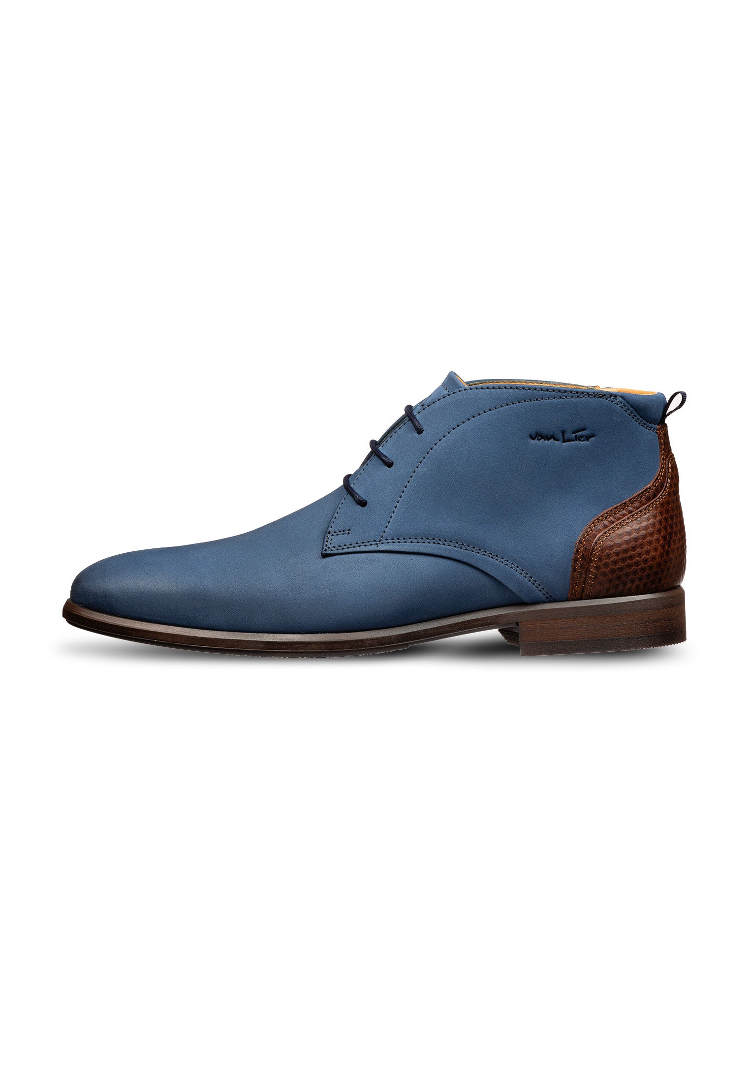 Blauw nubuck Erasmo halfhoge veterschoen