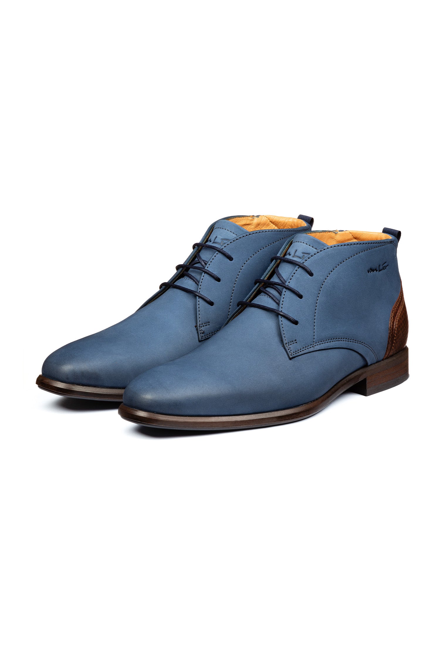 Blauw nubuck Erasmo halfhoge veterschoen
