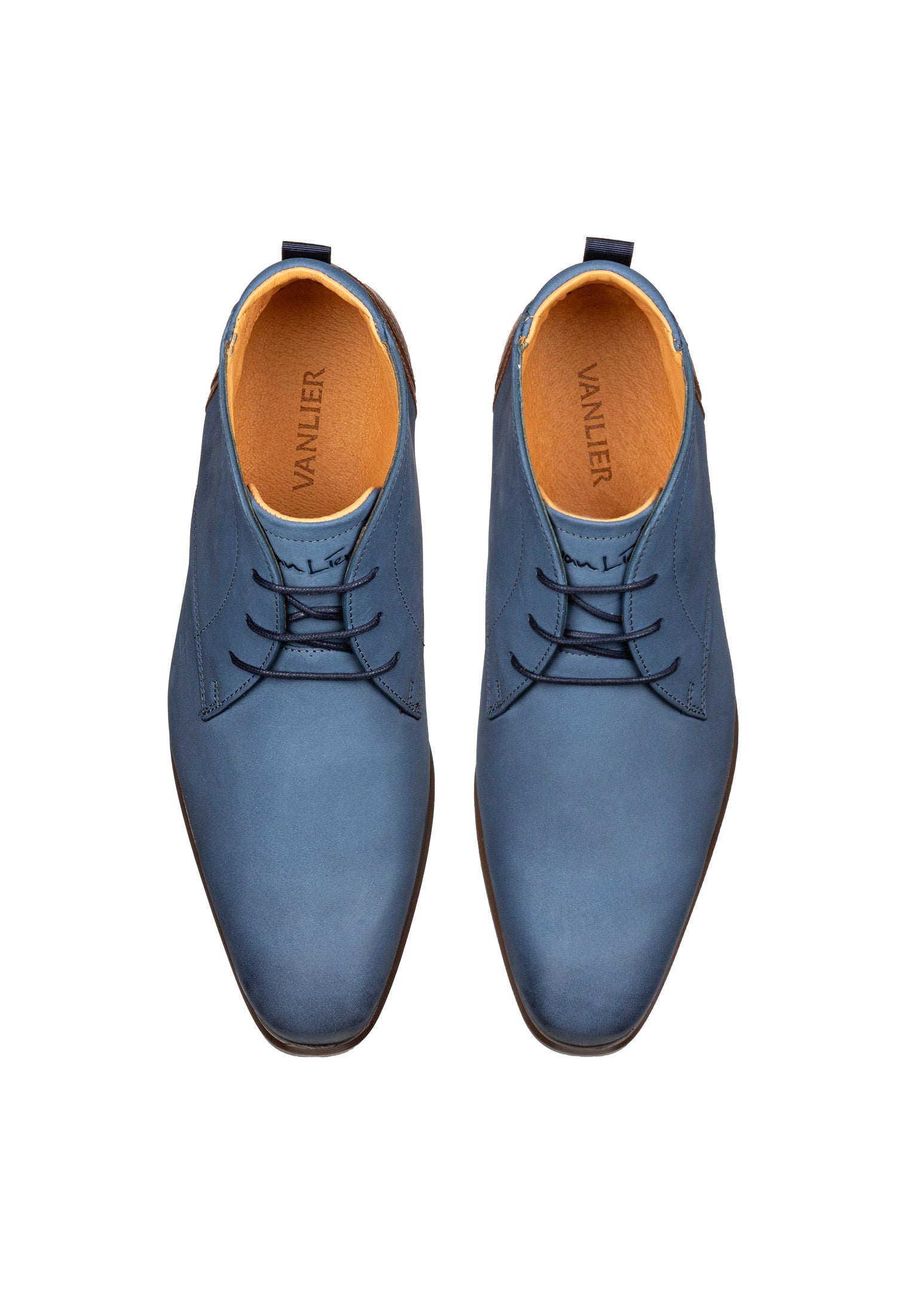 Blauw nubuck Erasmo halfhoge veterschoen