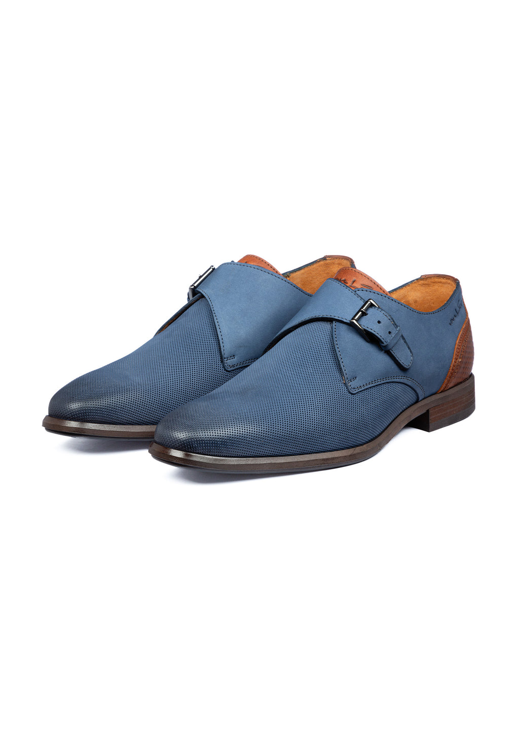 Blauw nubuck Erasmo gespschoen