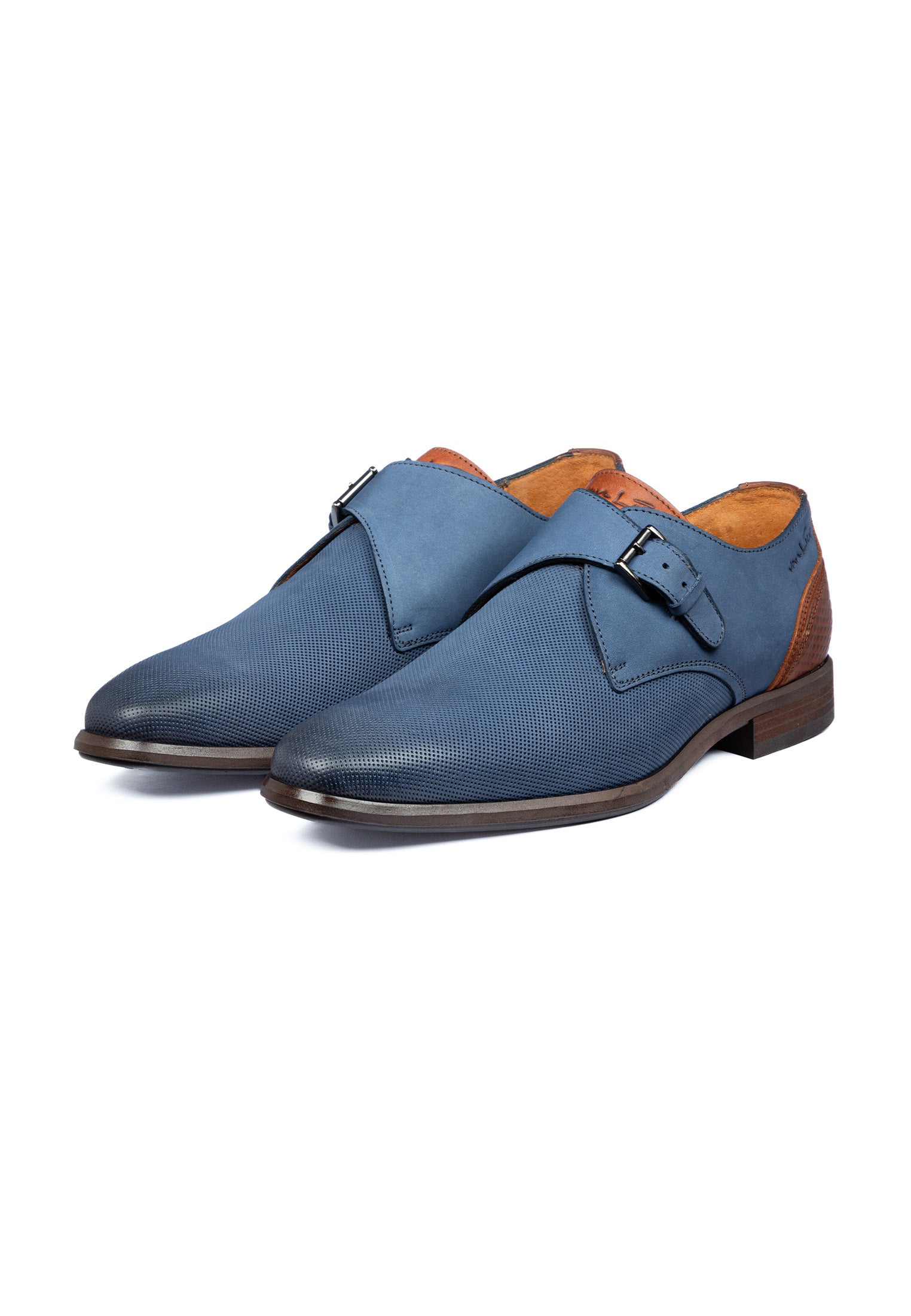 Blauw nubuck Erasmo gespschoen