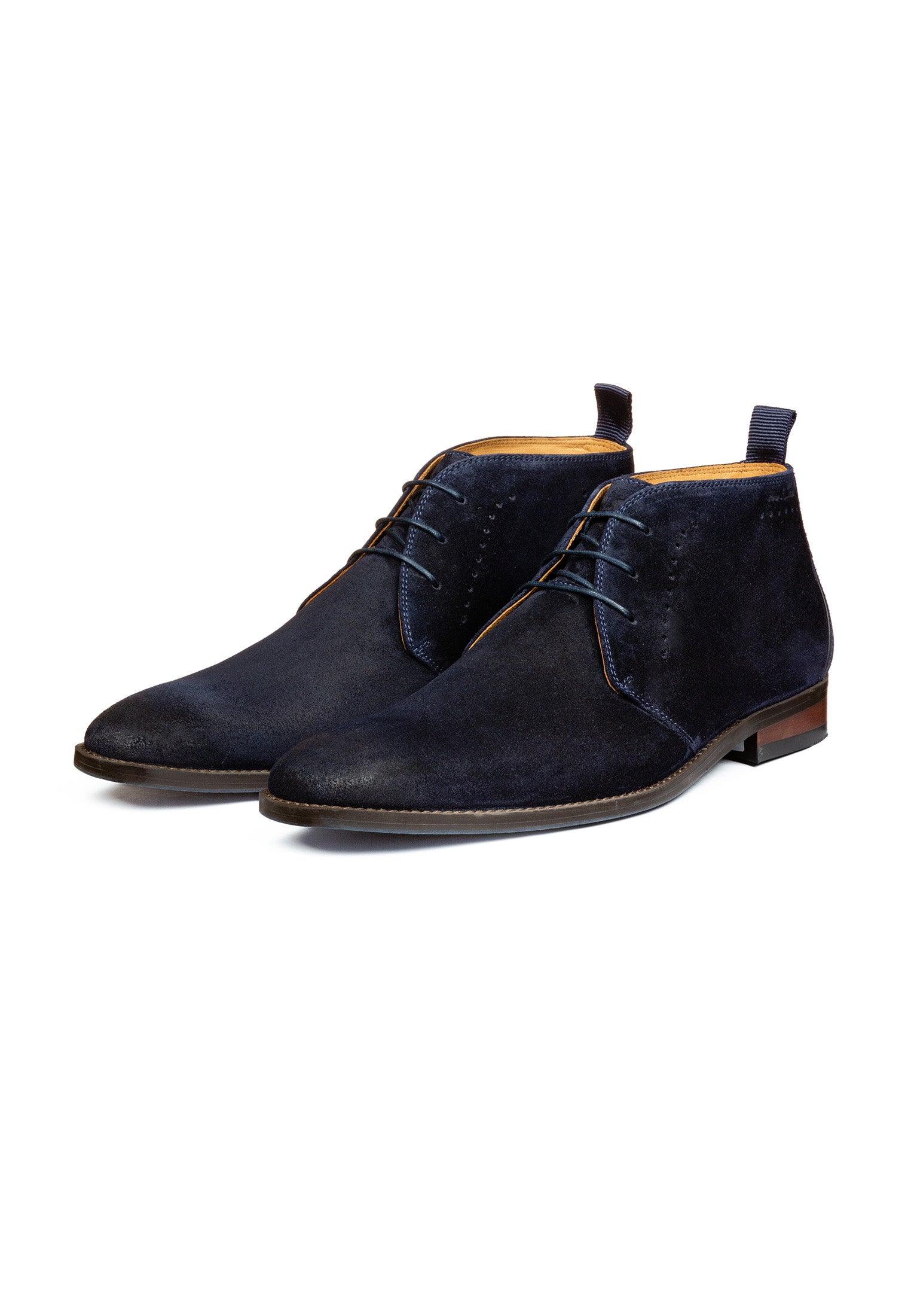 Navy suede Bregenz mid-top lace-up shoe