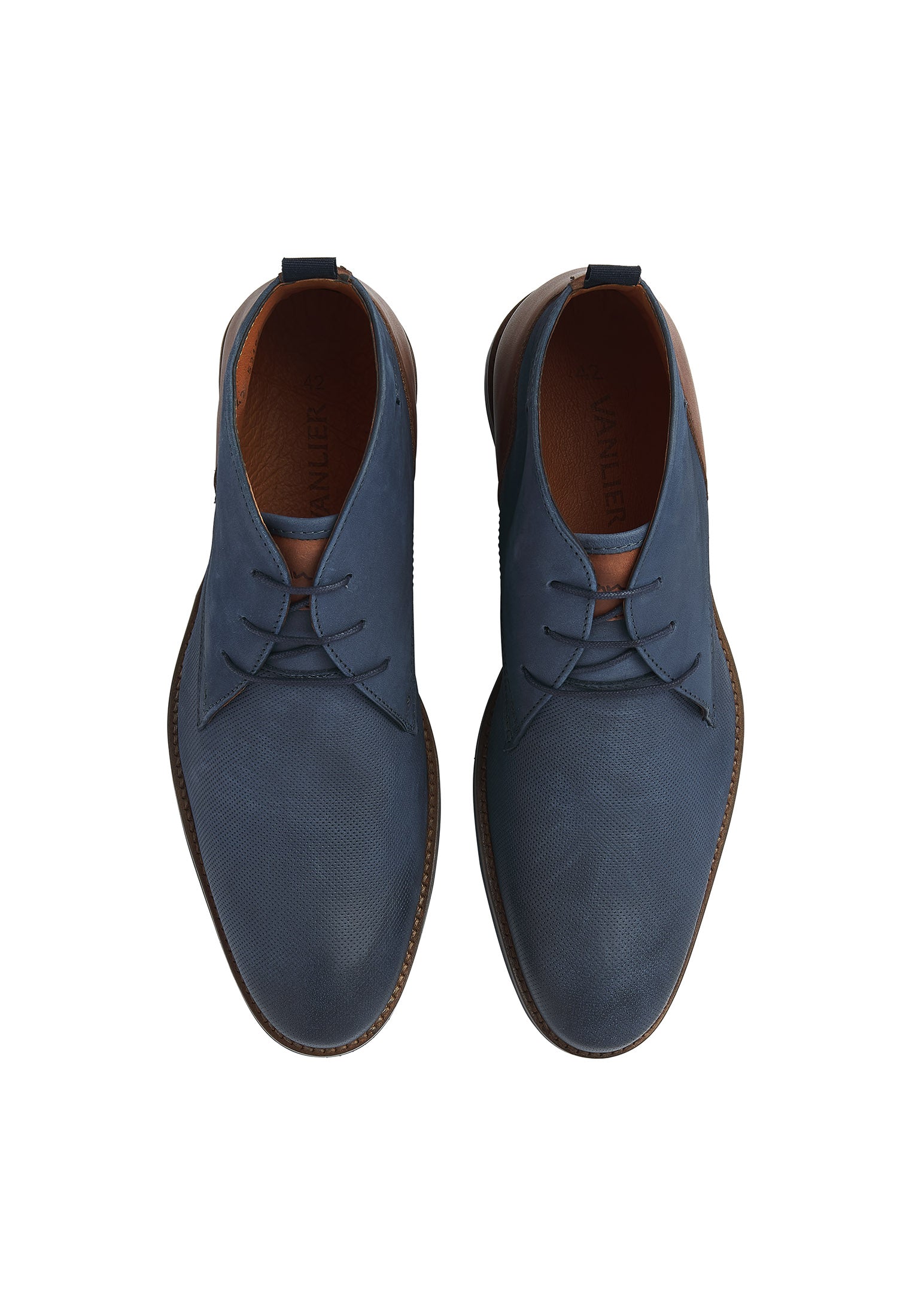 Blauw nubuck Sabinus halfhoge veterschoen