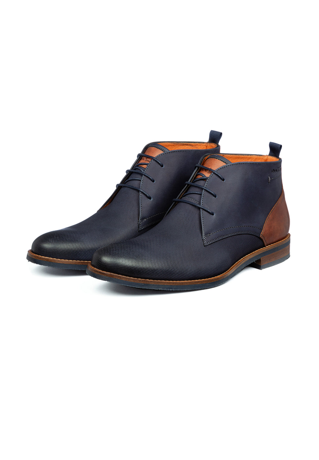Blauw nubuck Sabinus halfhoge veterschoen