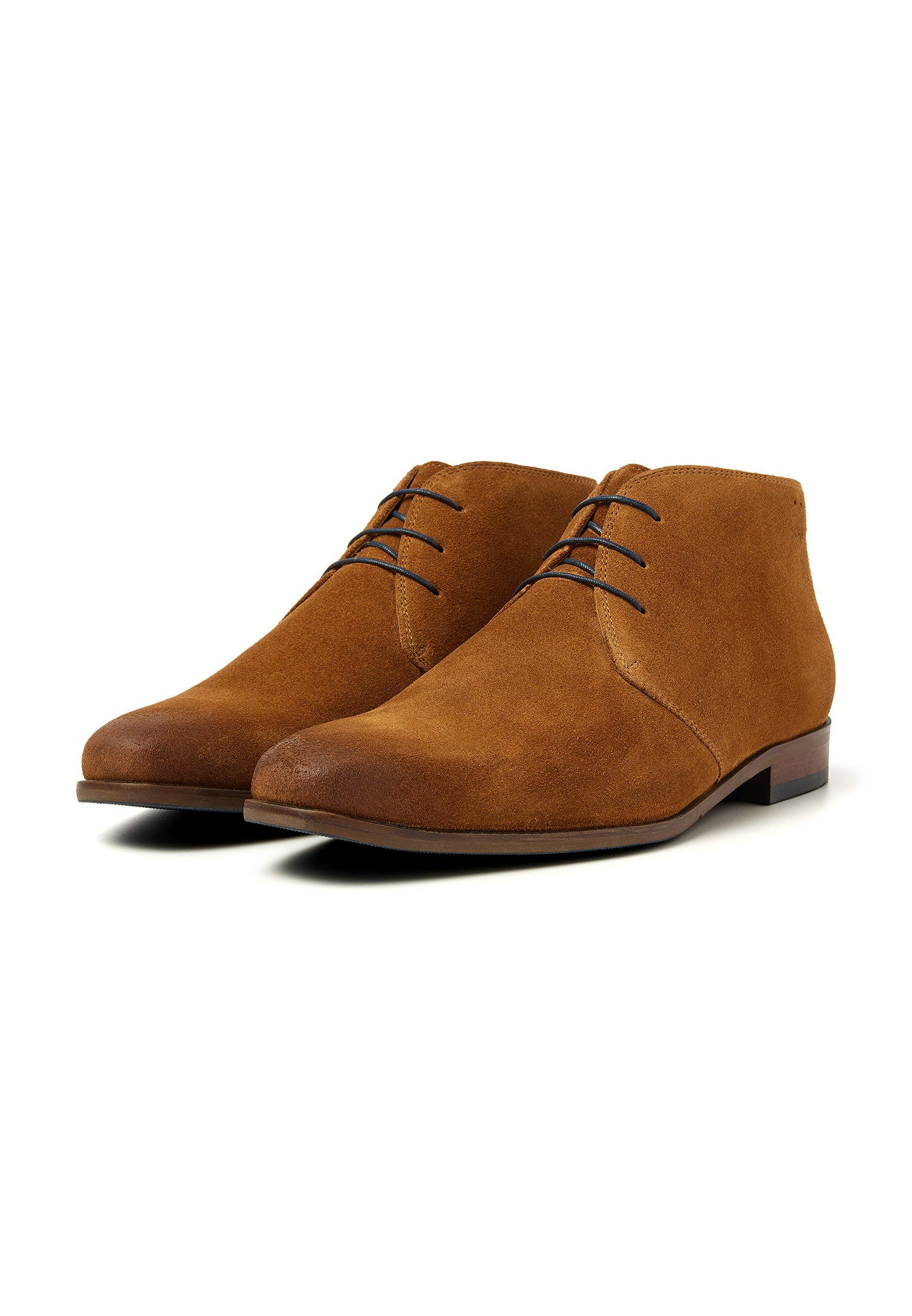 Cognac suede Egeus mid-top lace-up shoe