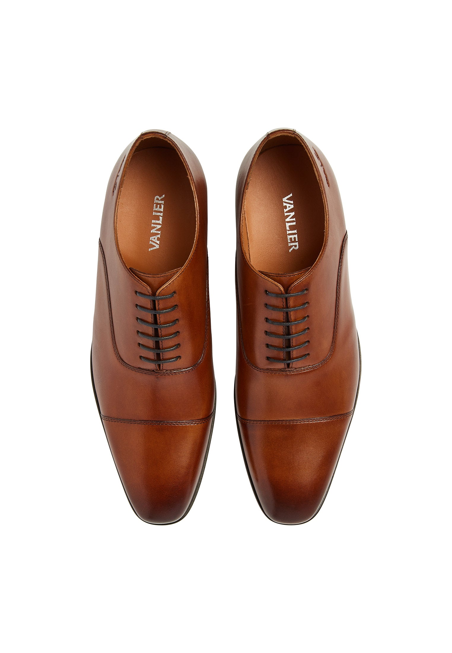 Cognac gladleren Egeus veterschoen