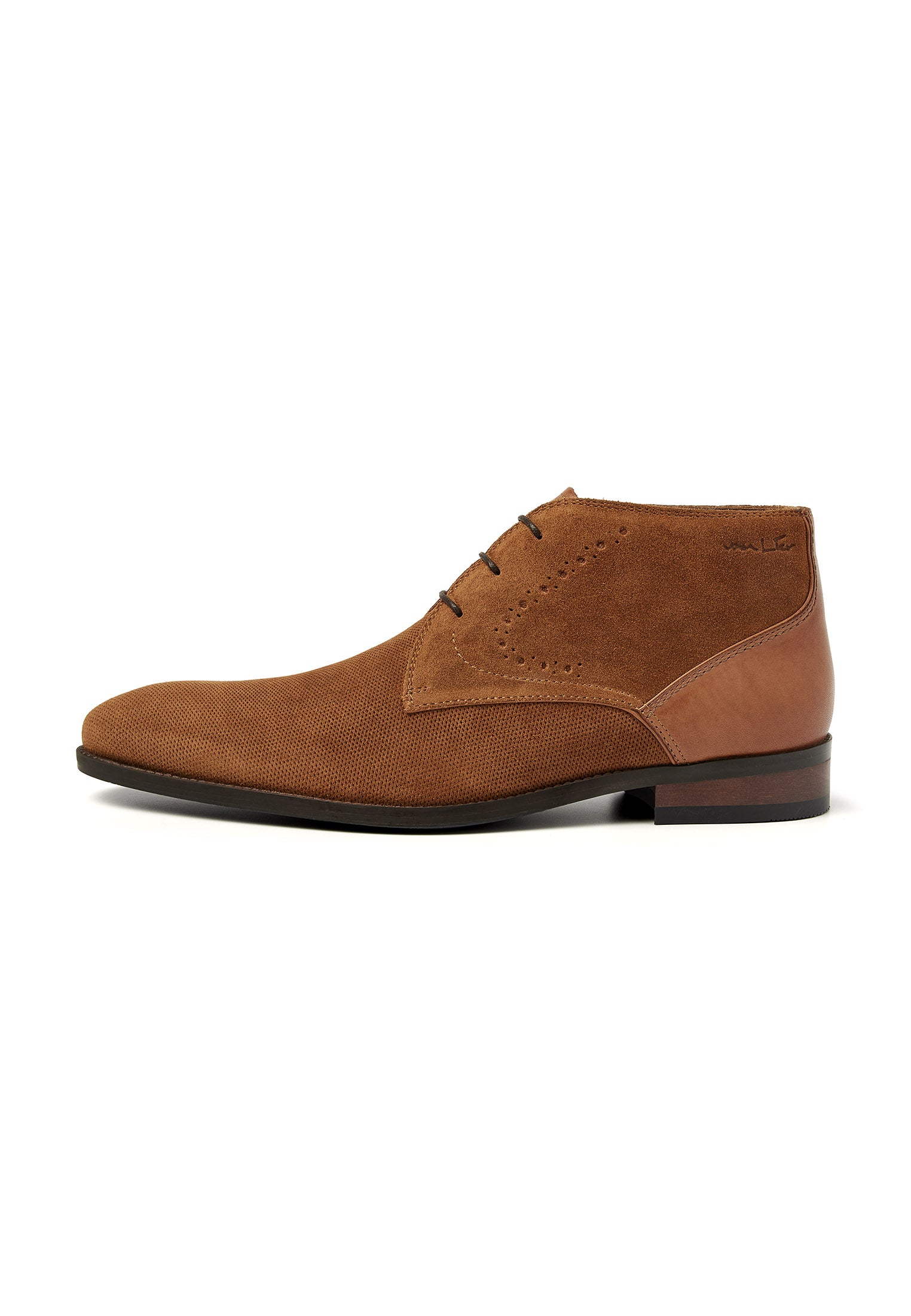 Cognac suède Vienna halfhoge veterschoen