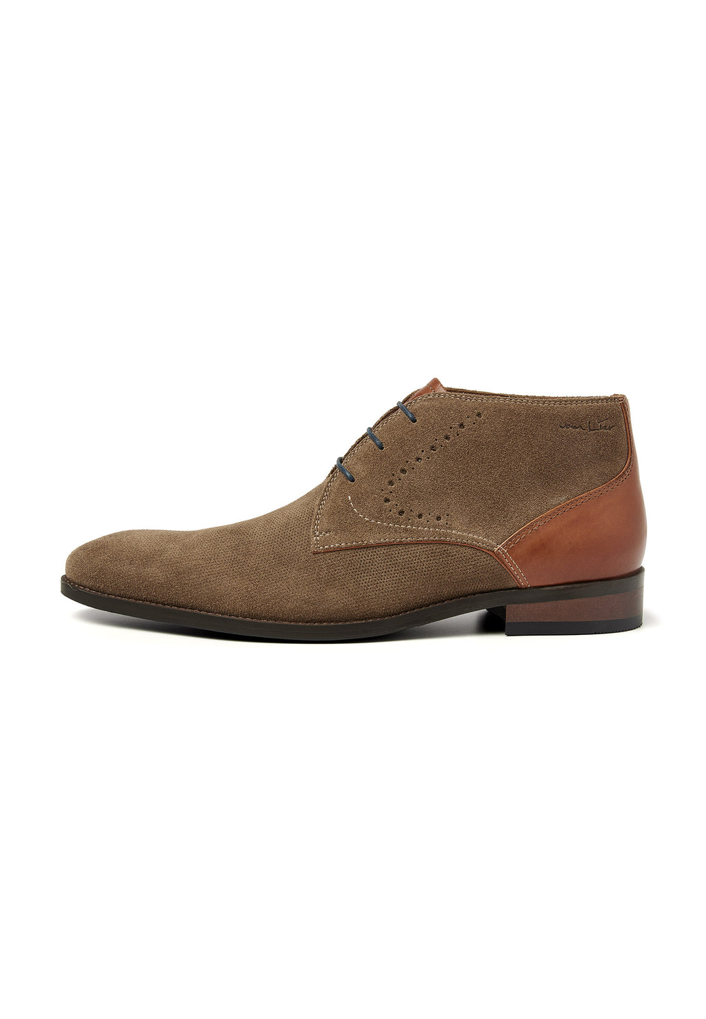 Taupe suede Vienna mid-top lace-up shoe