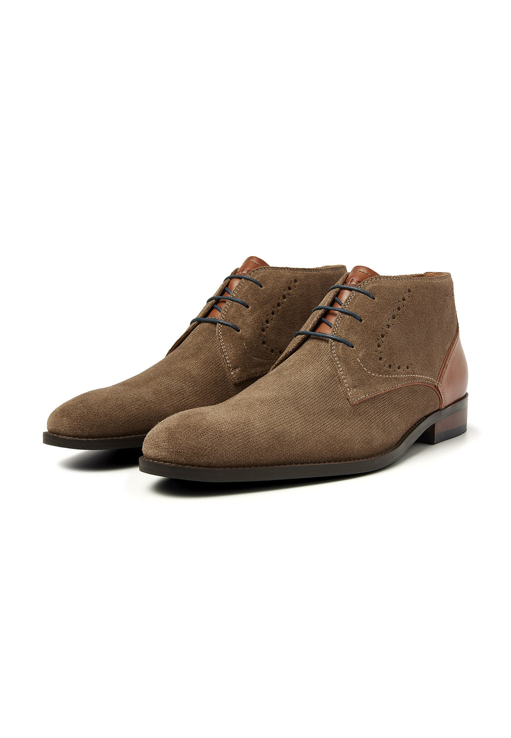 Taupe suede Vienna mid-top lace-up shoe