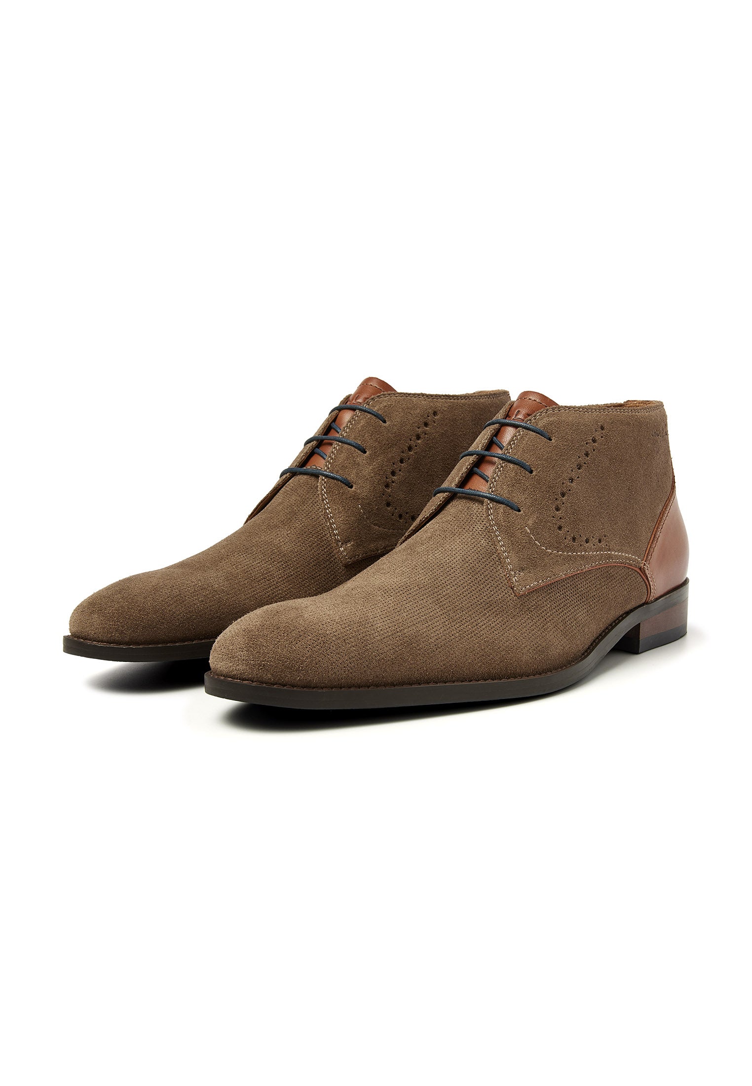 Taupe suede Vienna mid-top lace-up shoe