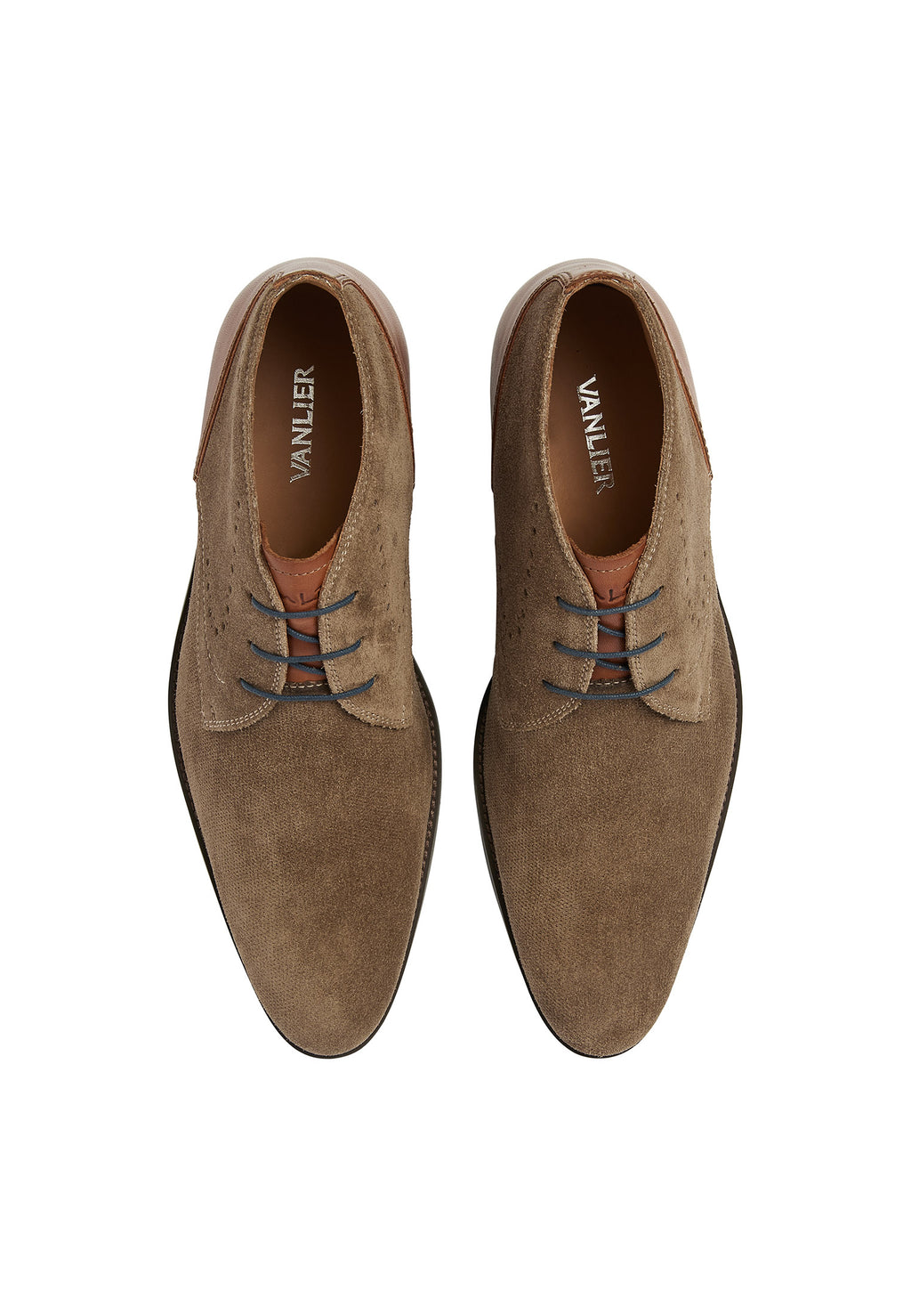 Taupe suede Vienna mid-top lace-up shoe
