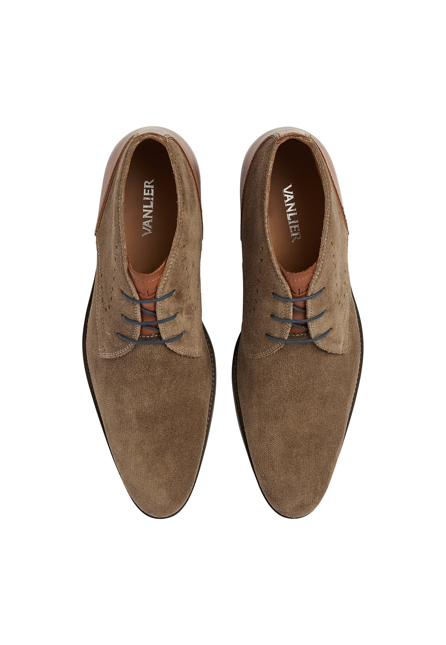 Taupe suede Vienna mid-top lace-up shoe